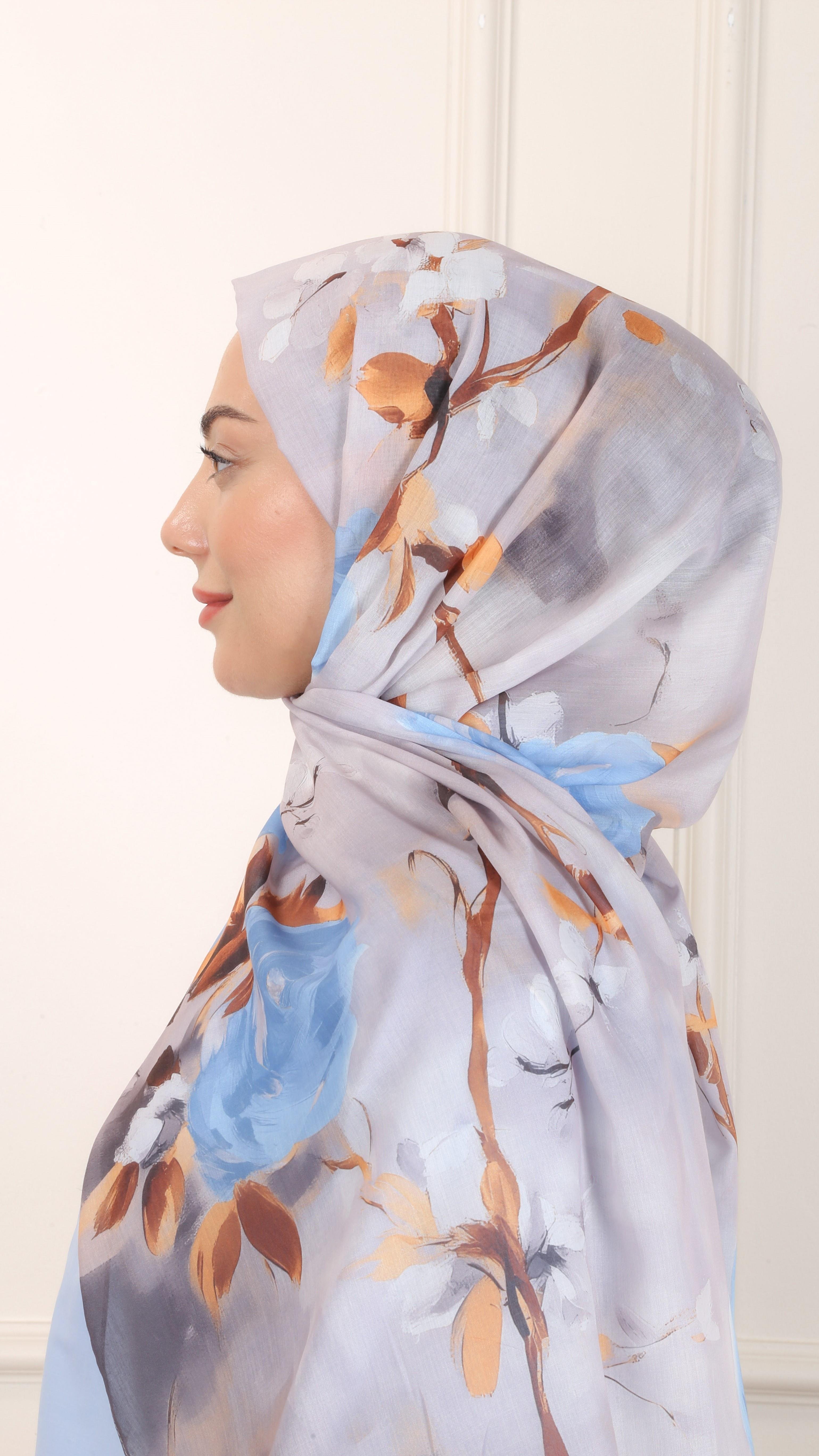 Desenli Pamuk Vual Şal Pudra-9