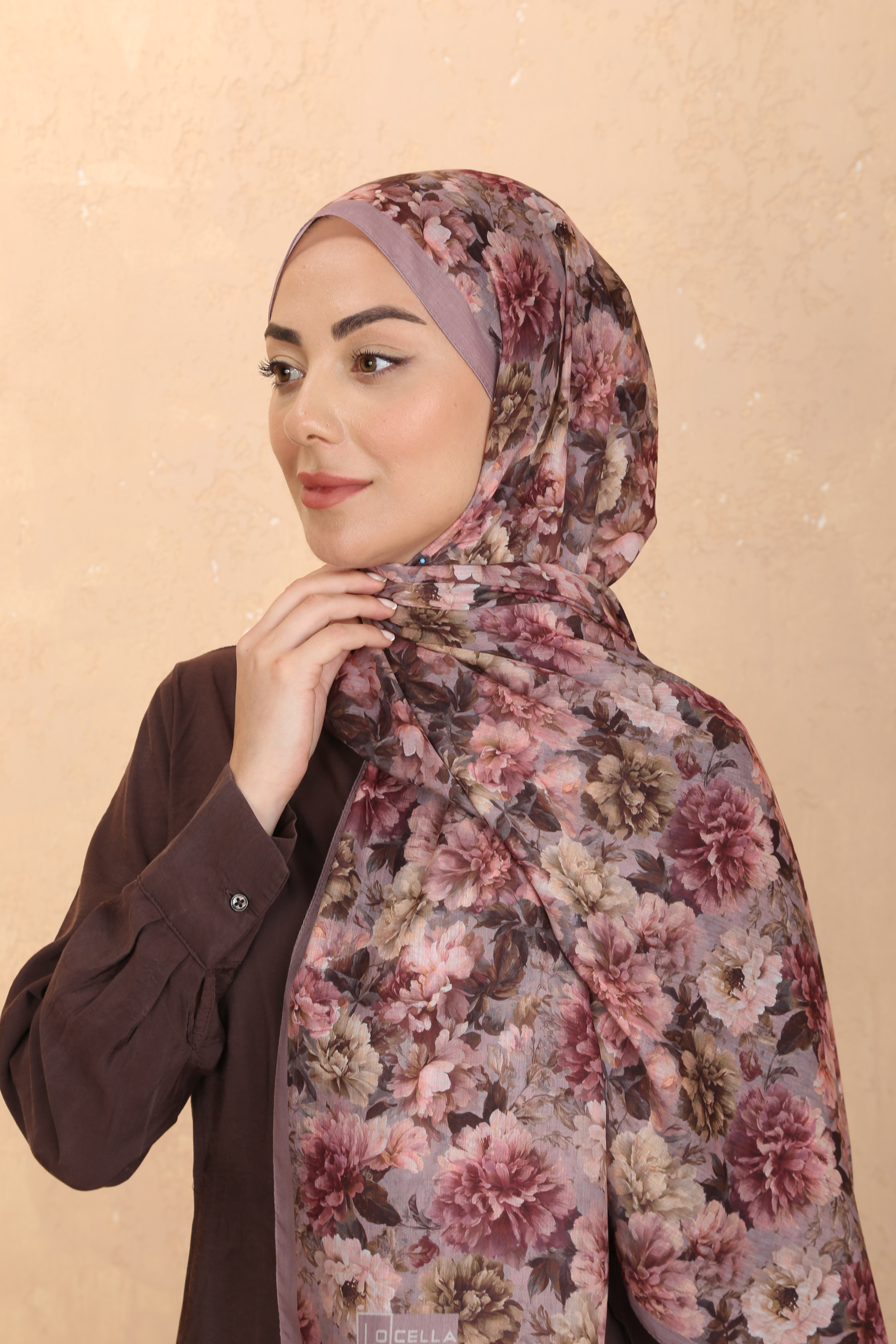 Desenli Pamuk Vual Şal-Pembe