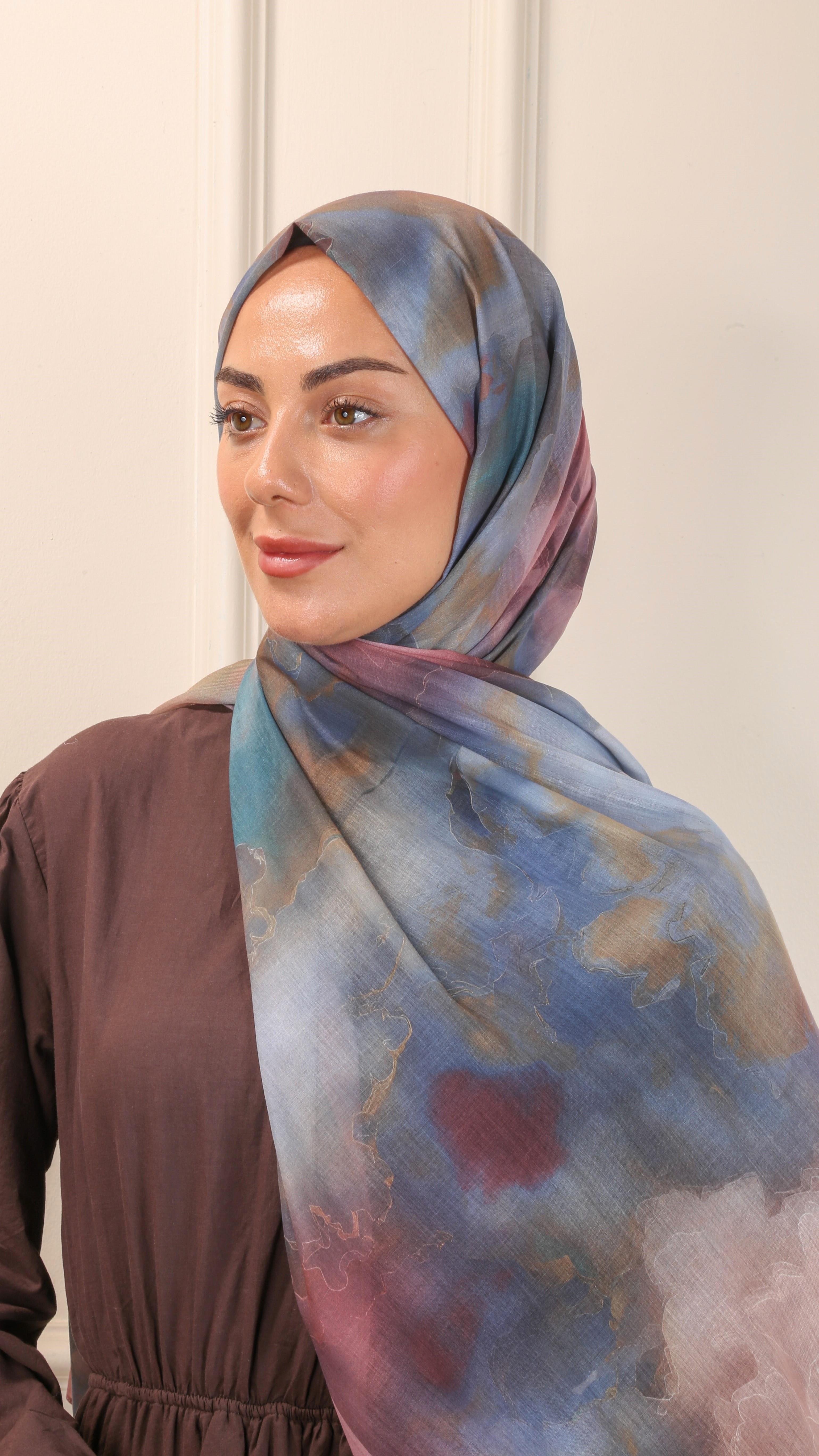 Desenli Pamuk Vual Şal Pembe-3