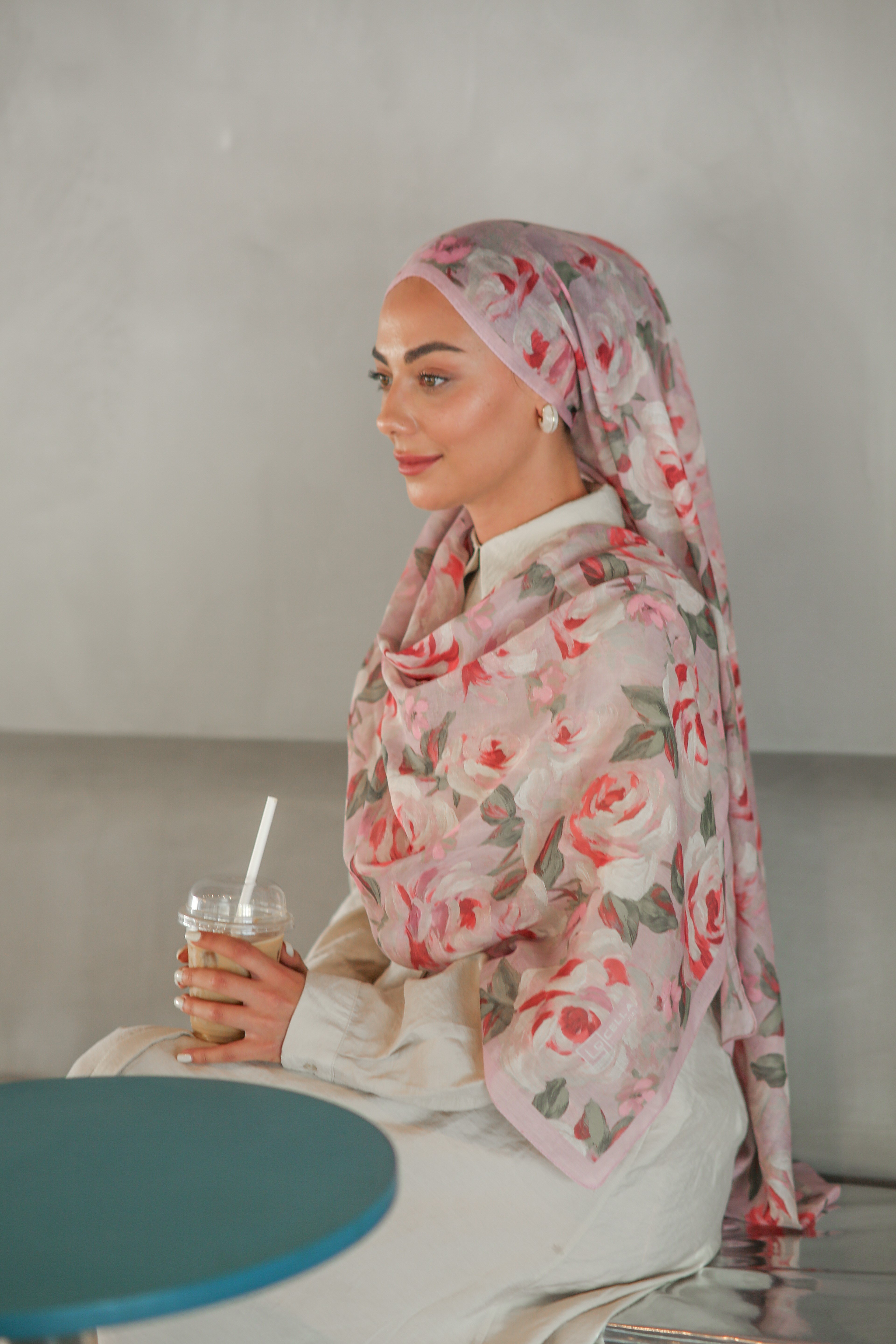 Desenli Pamuk Vual Şal-Pembe