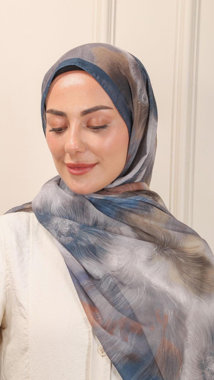 Desenli Pamuk Vual Şal Petrol-4