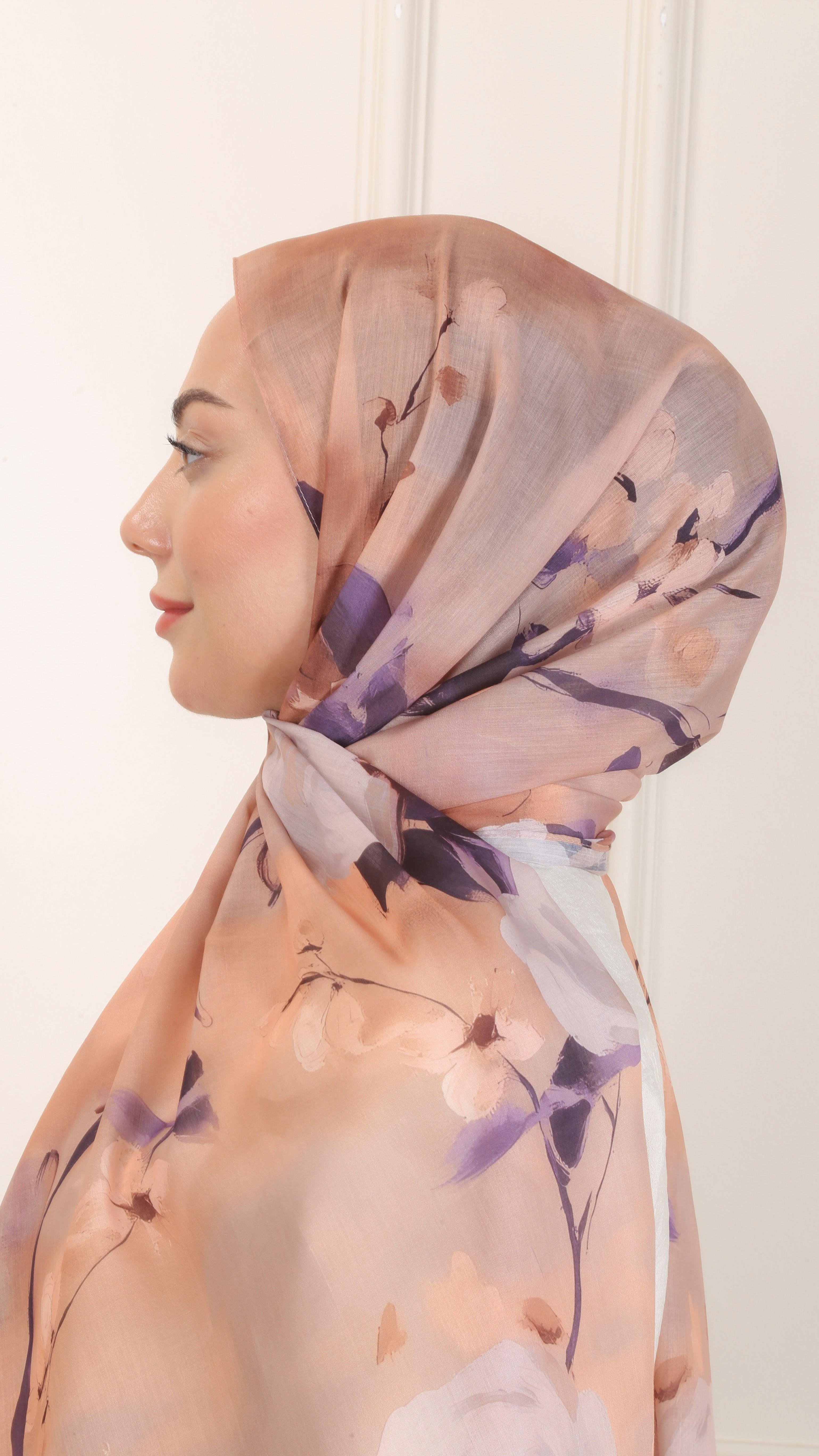 Desenli Pamuk Vual Şal Somon-7