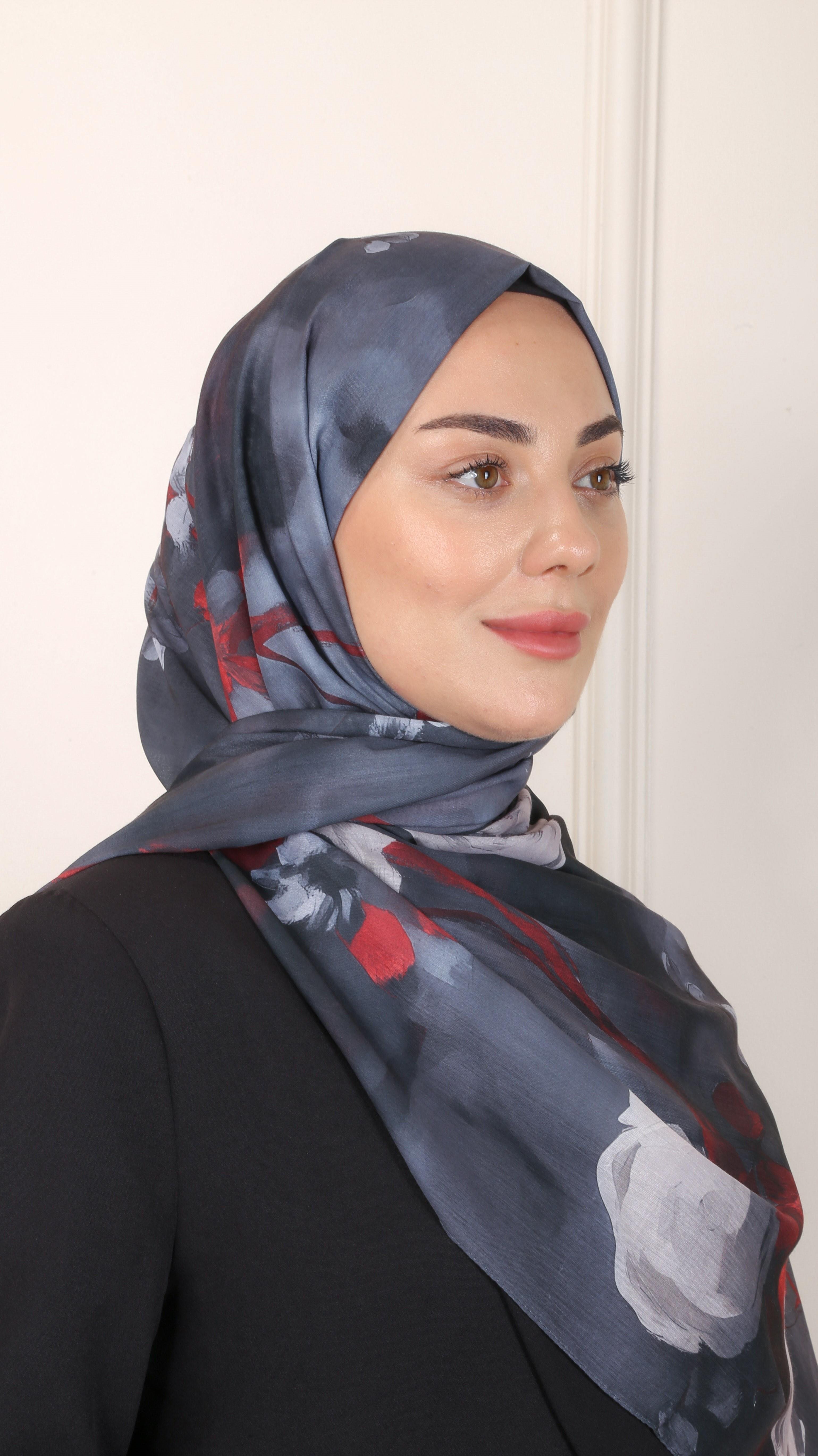 Desenli Pamuk Vual Şal Siyah-4