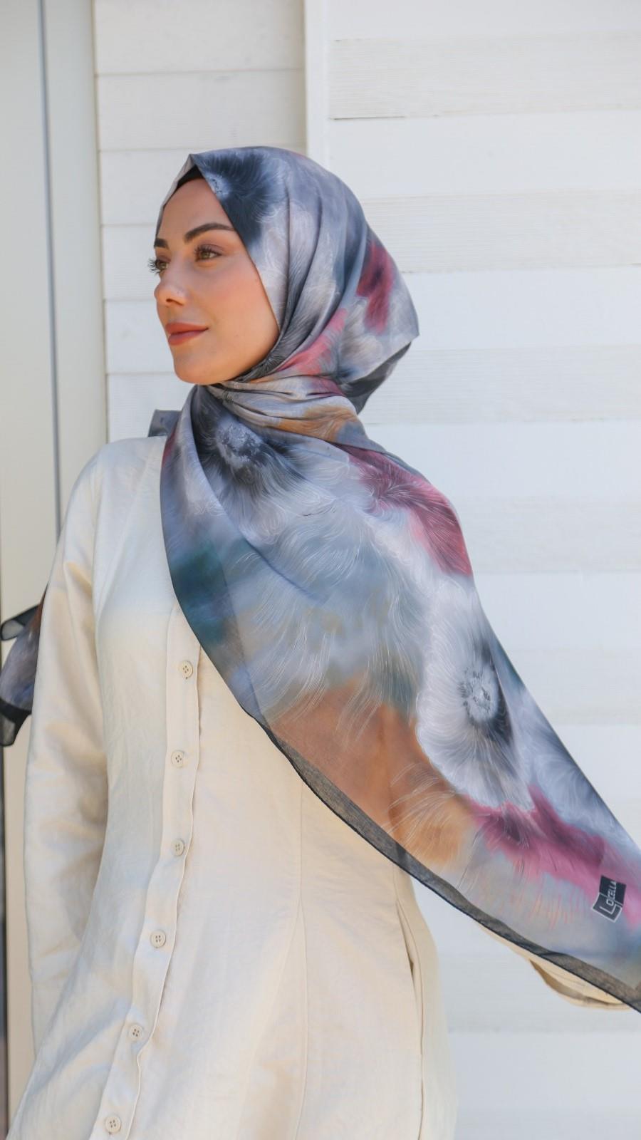 Desenli Pamuk Vual Şal Siyah-8