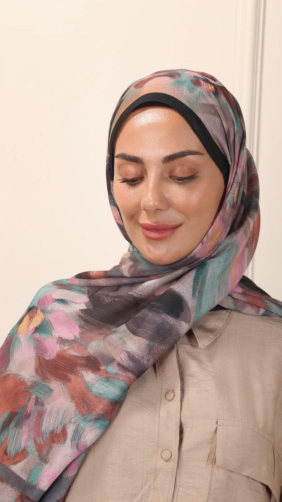 Desenli Pamuk Vual Şal Siyah-7