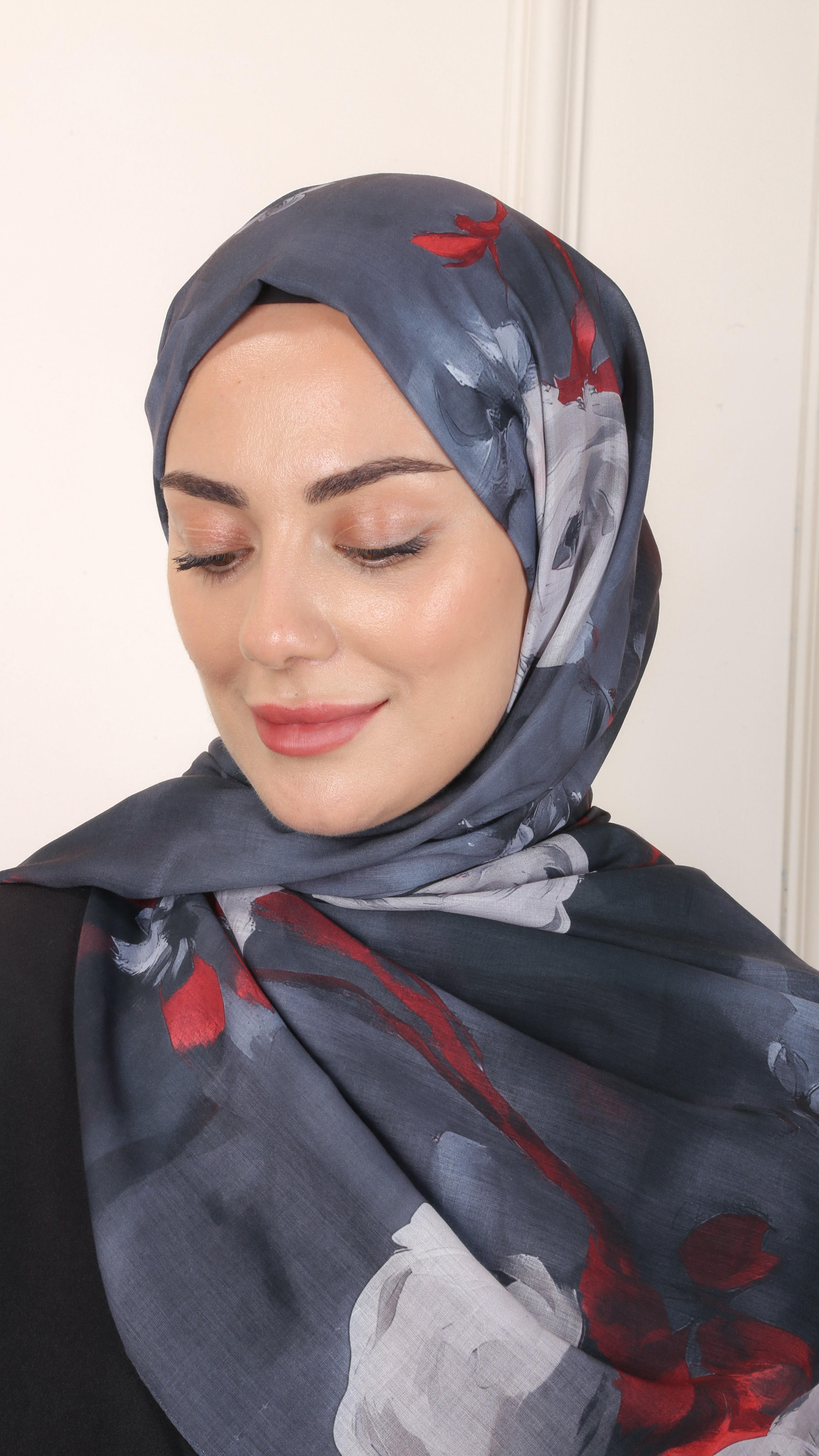 Desenli Pamuk Vual Şal Siyah-4