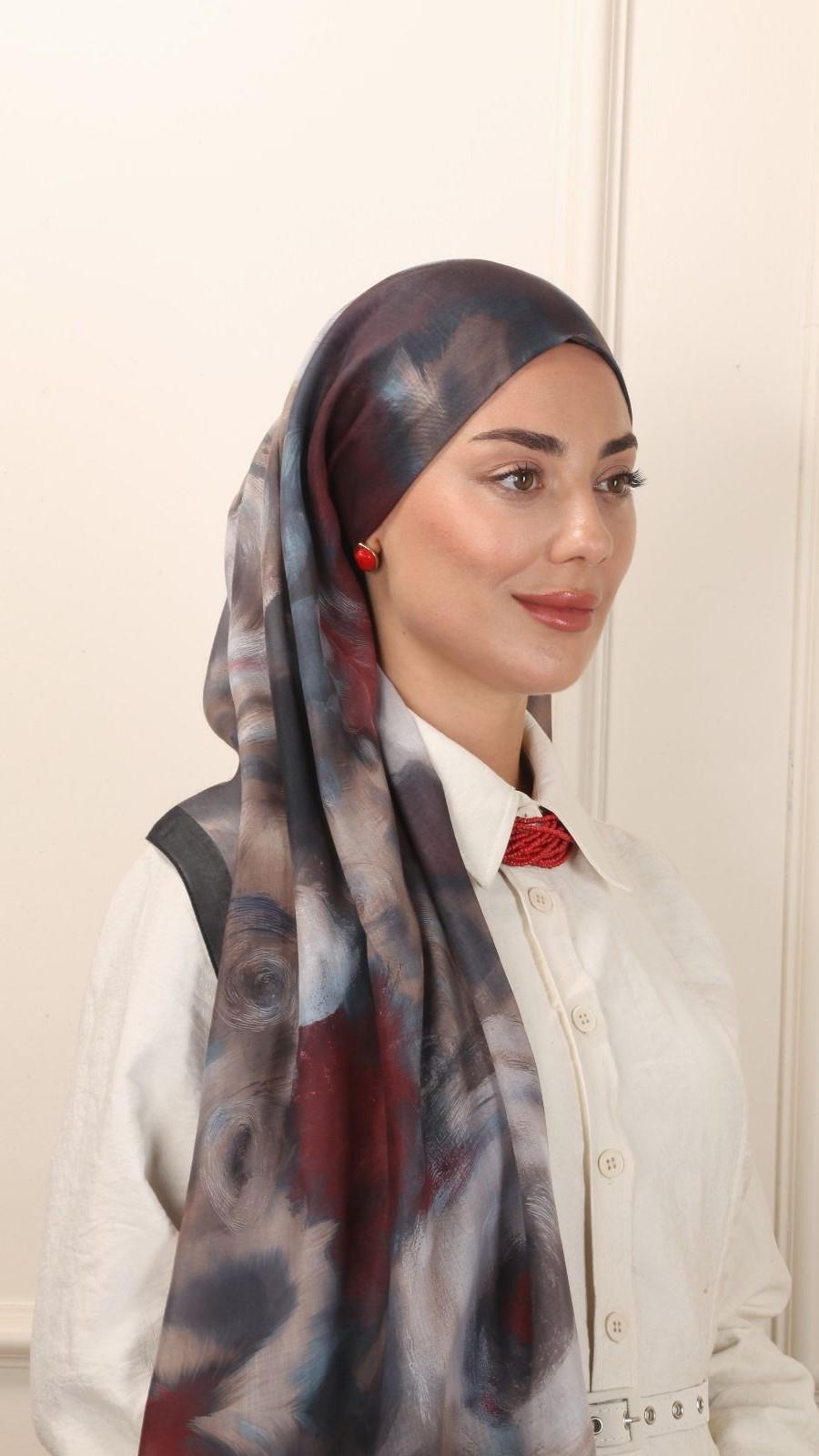 Desenli Pamuk Vual Şal Siyah-8