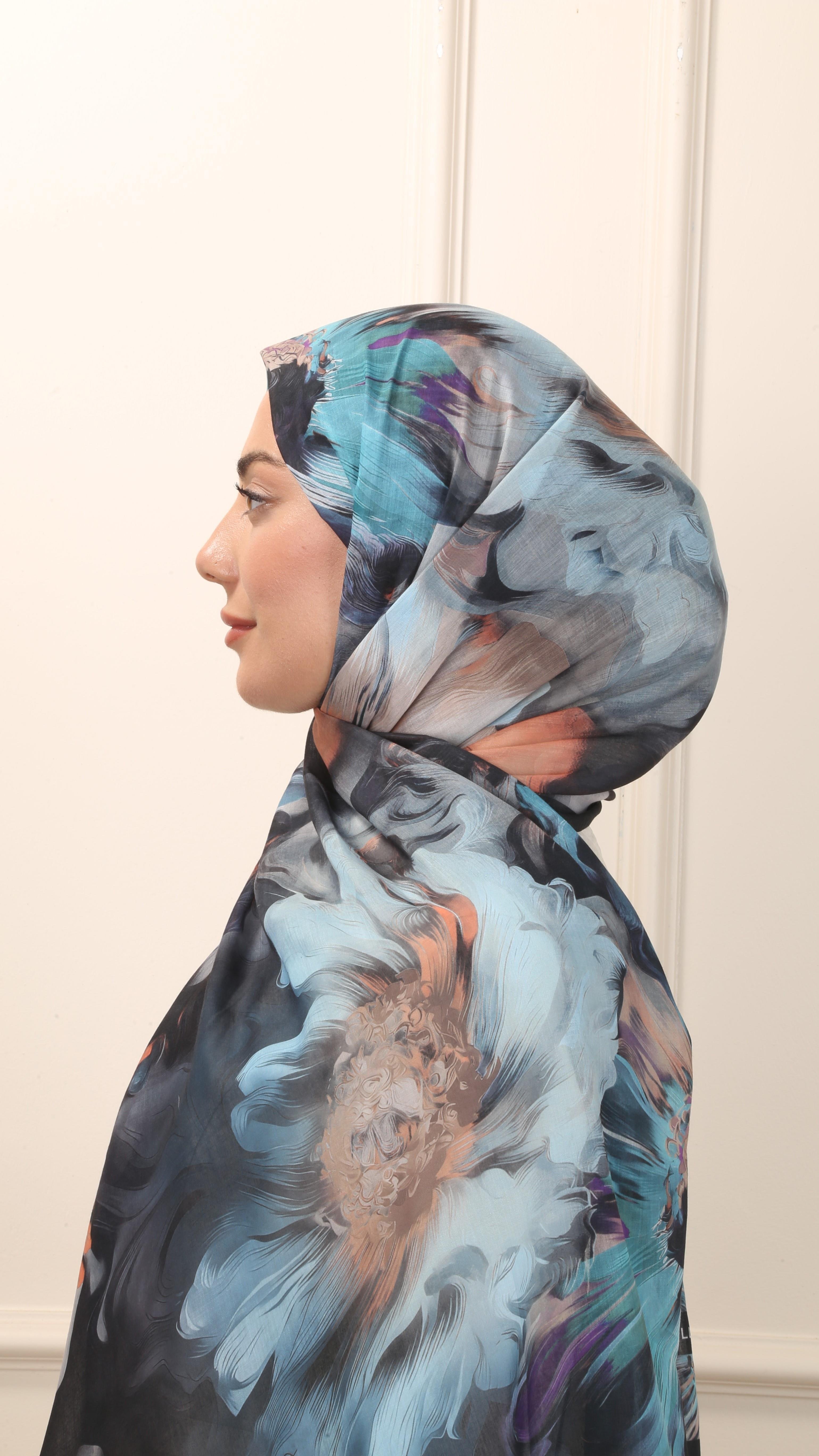 Desenli Pamuk Vual Şal Siyah-1