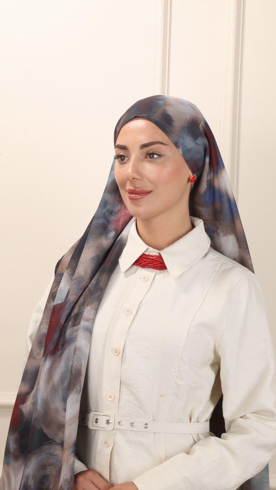 Desenli Pamuk Vual Şal Siyah-8