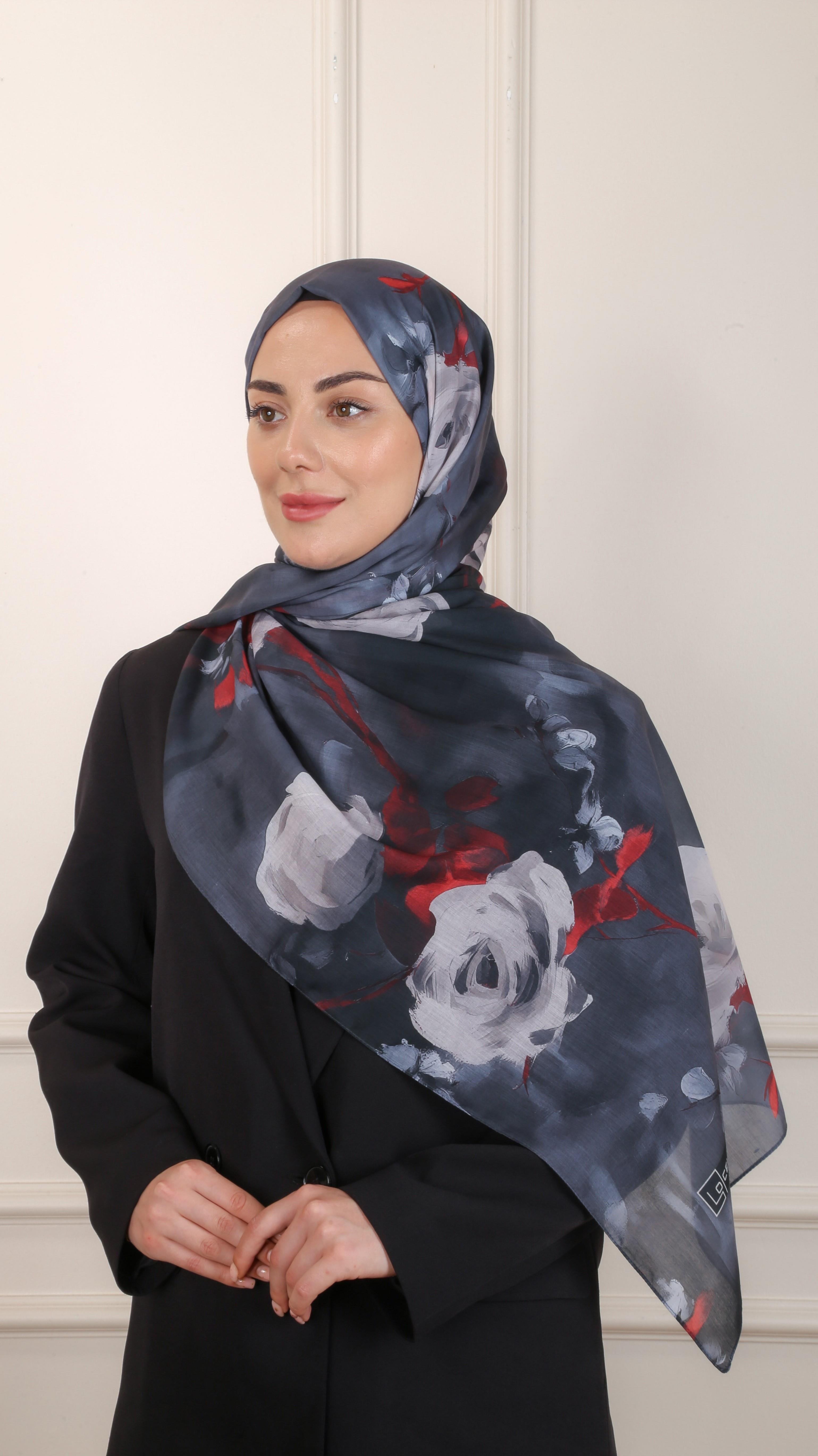 Desenli Pamuk Vual Şal Siyah-4