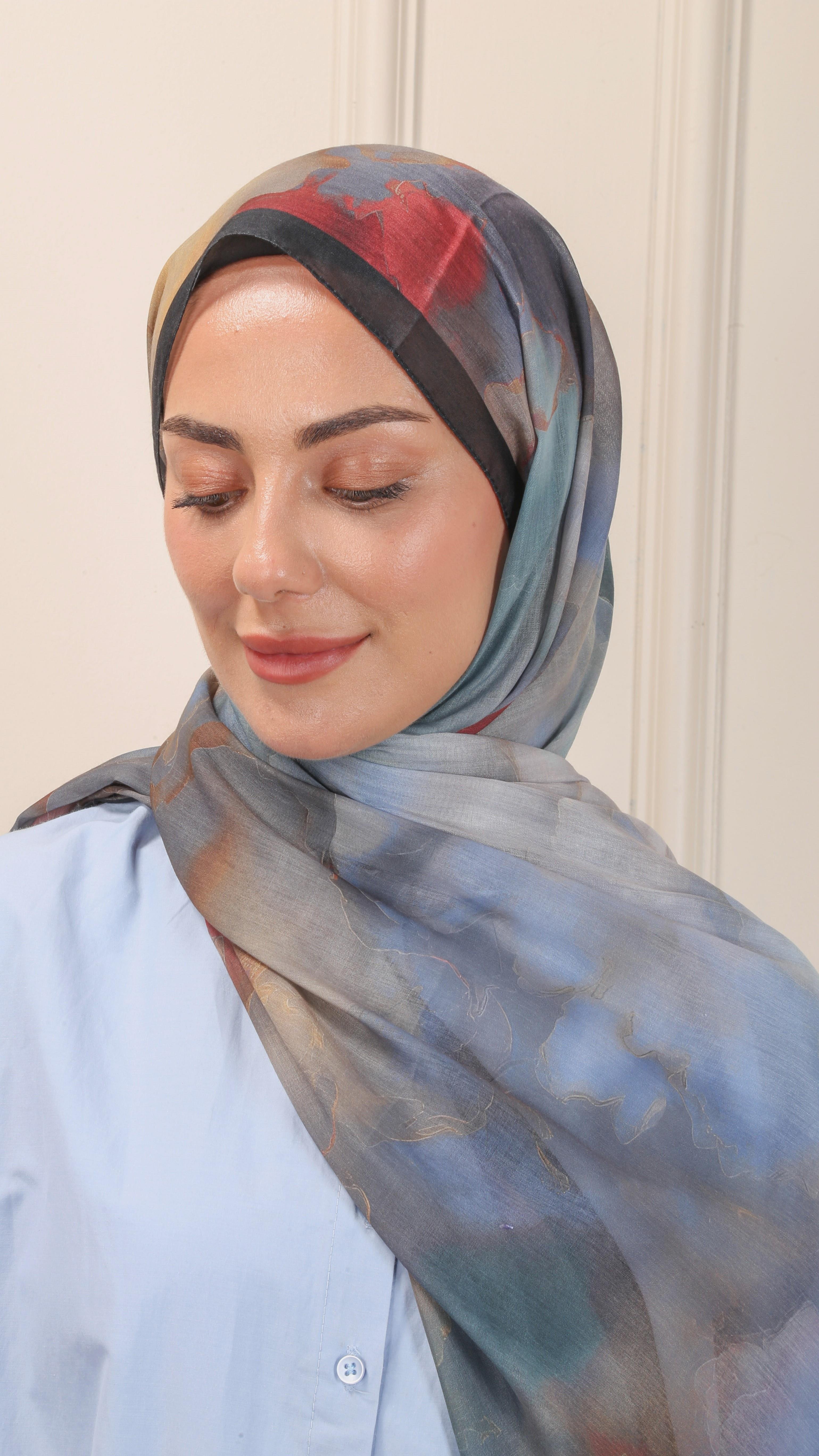 Desenli Pamuk Vual Şal Siyah-8