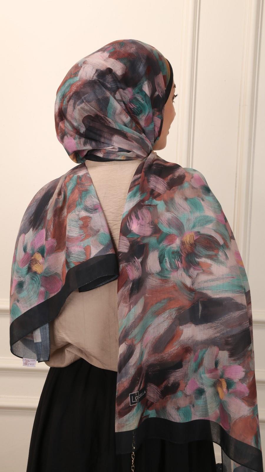 Desenli Pamuk Vual Şal Siyah-7