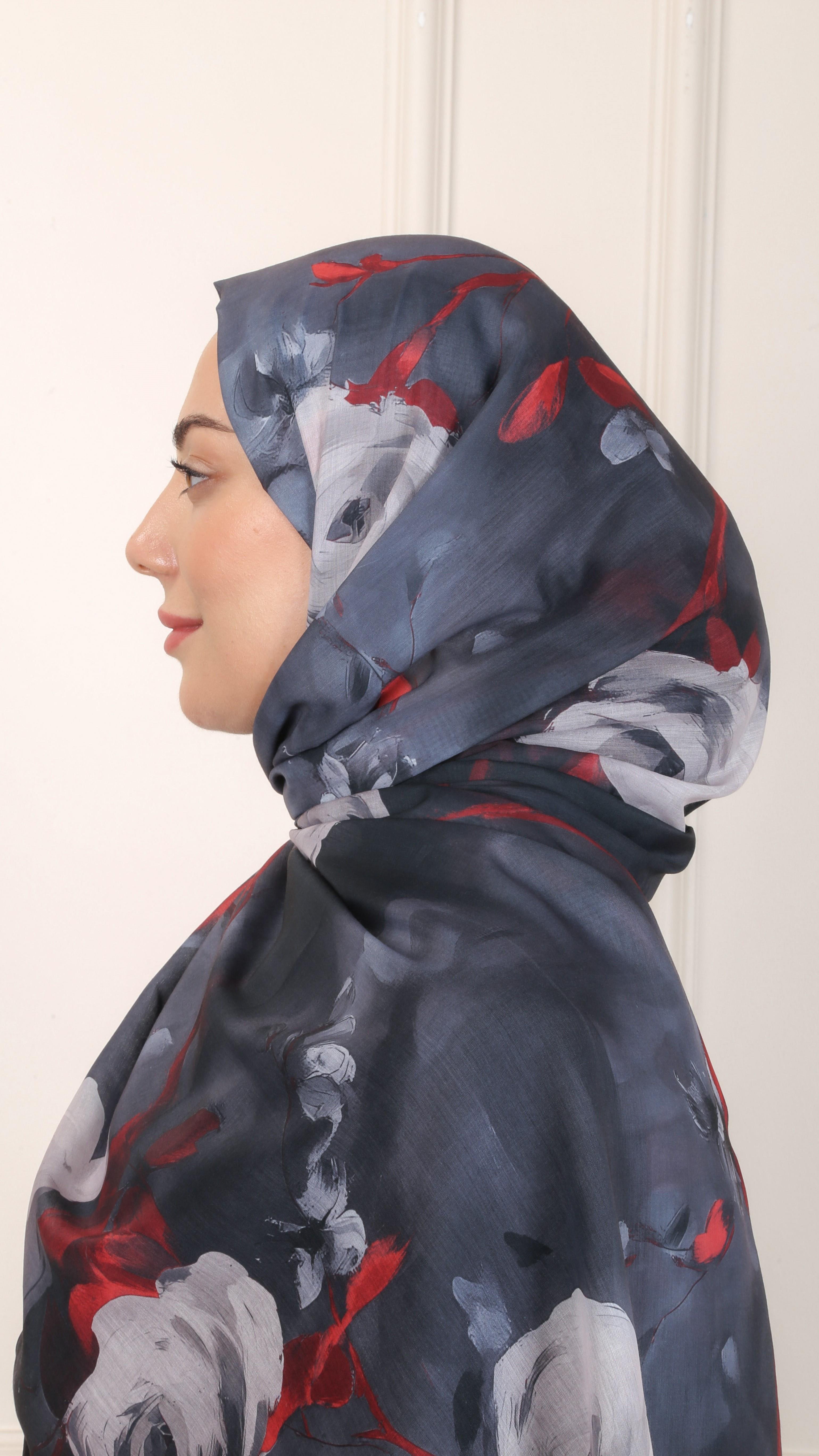 Desenli Pamuk Vual Şal Siyah-4