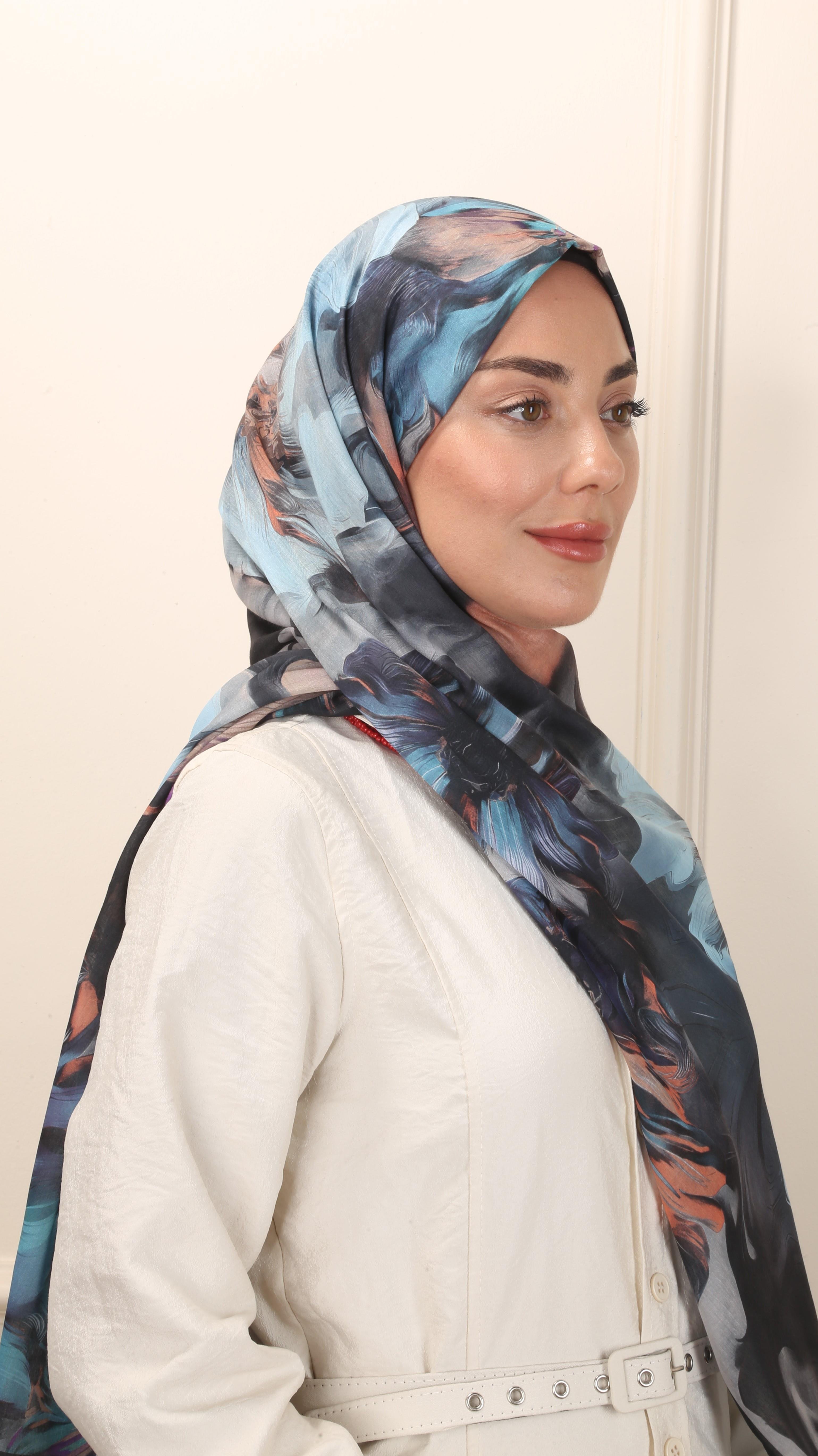 Desenli Pamuk Vual Şal Siyah-1