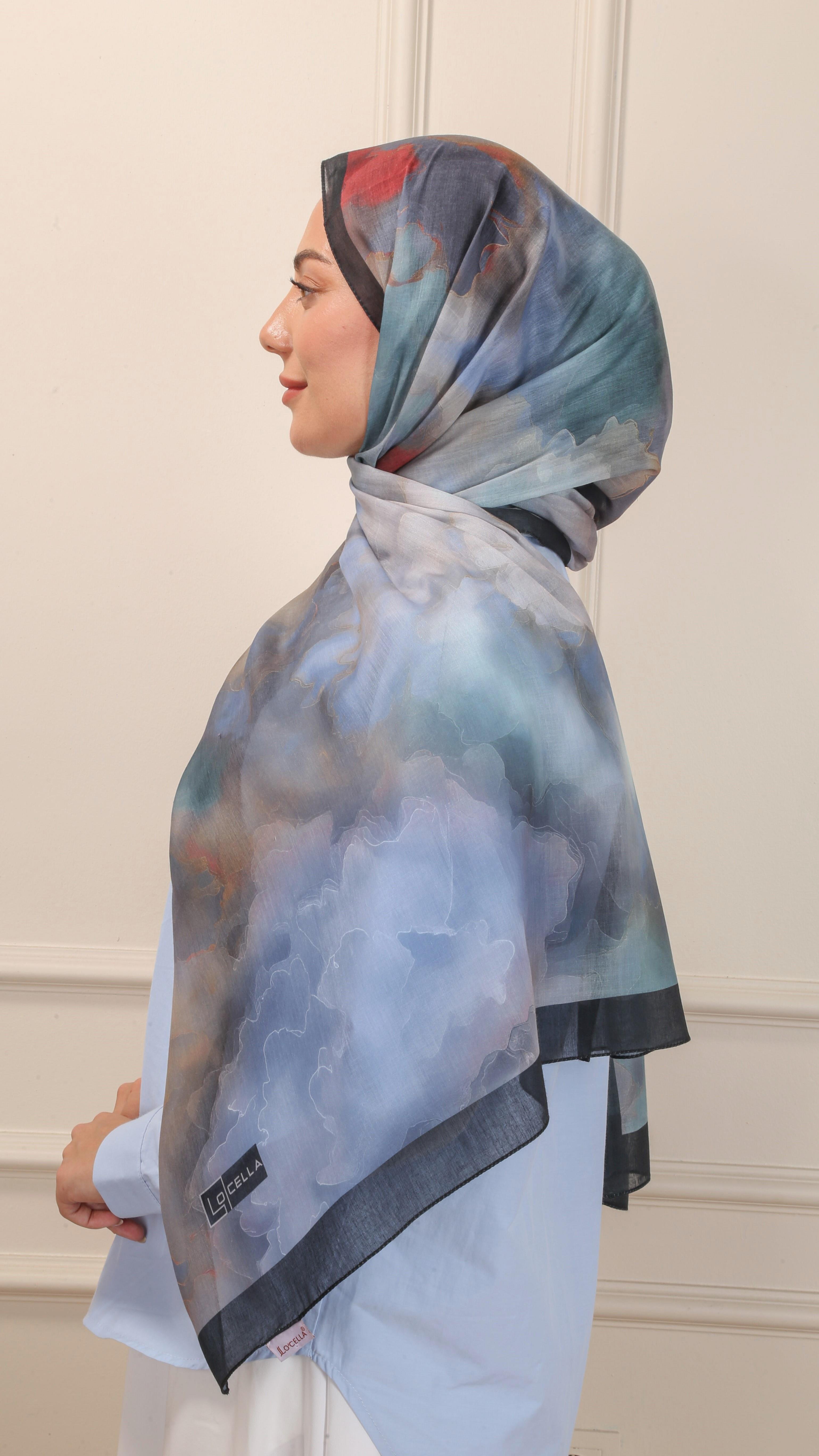 Desenli Pamuk Vual Şal Siyah-8