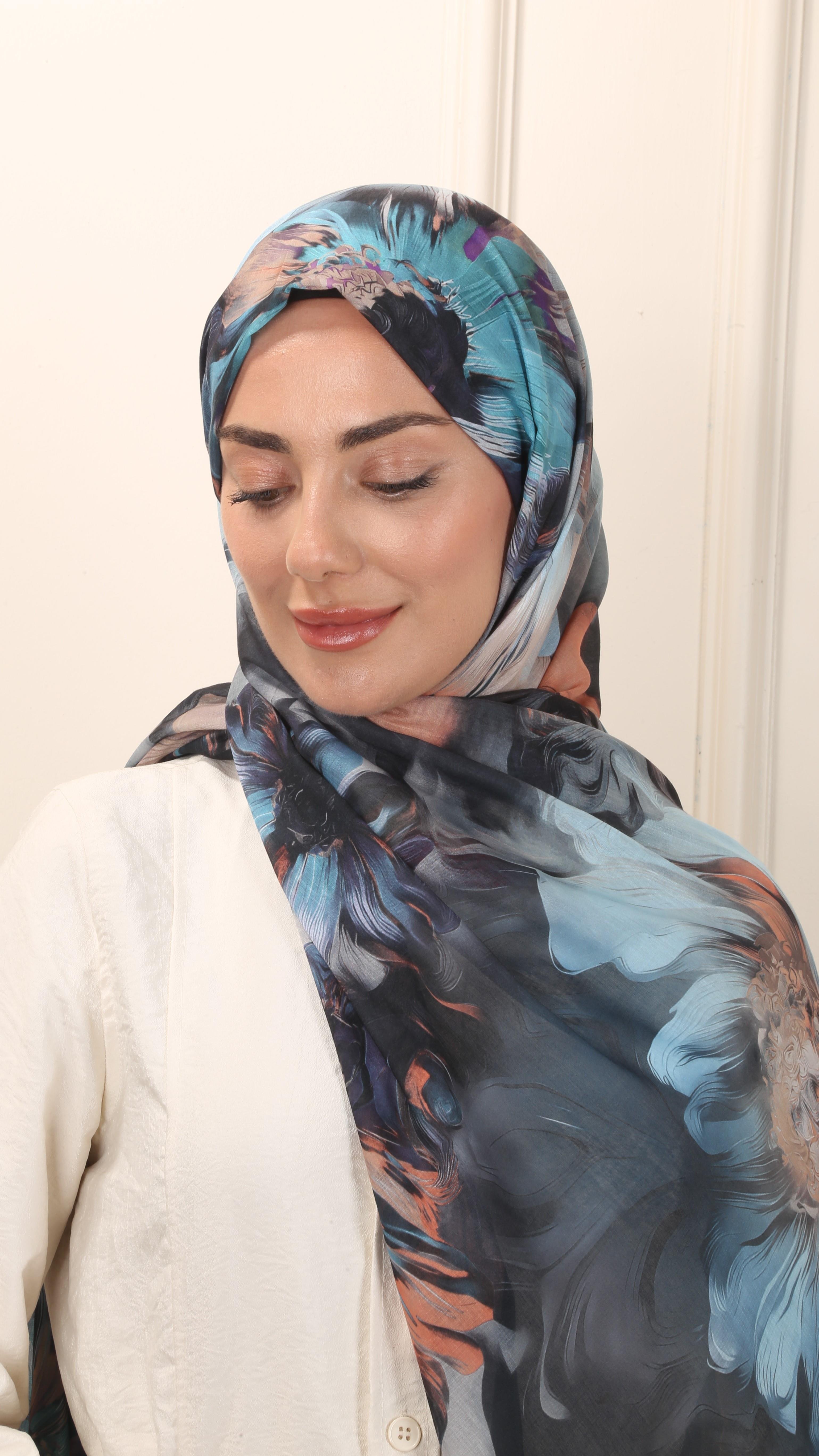 Desenli Pamuk Vual Şal Siyah-1