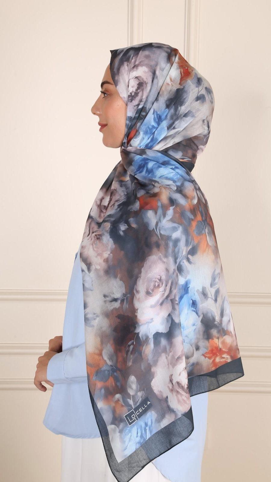 Desenli Pamuk Vual Şal Siyah-12