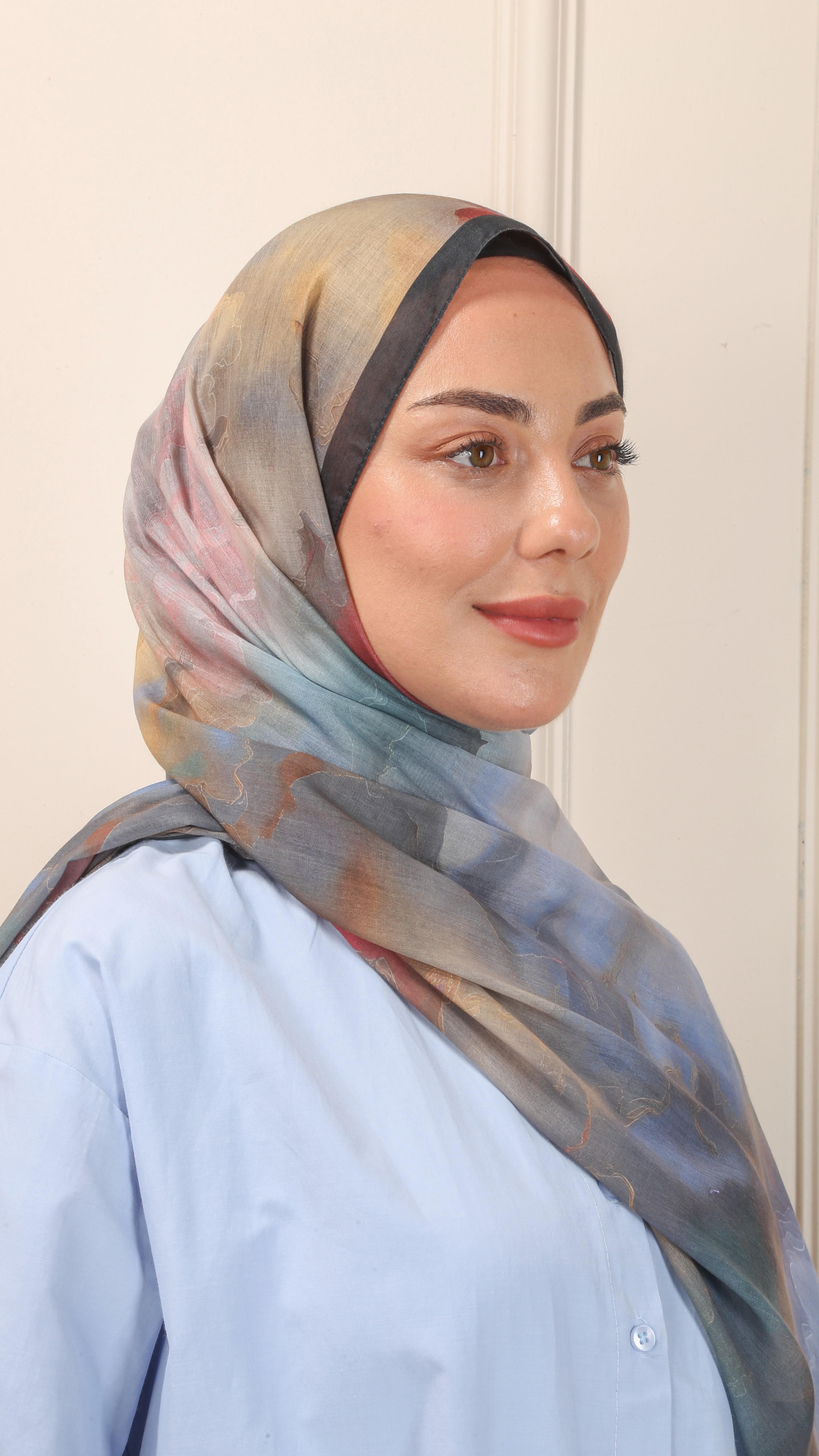 Desenli Pamuk Vual Şal Siyah-8