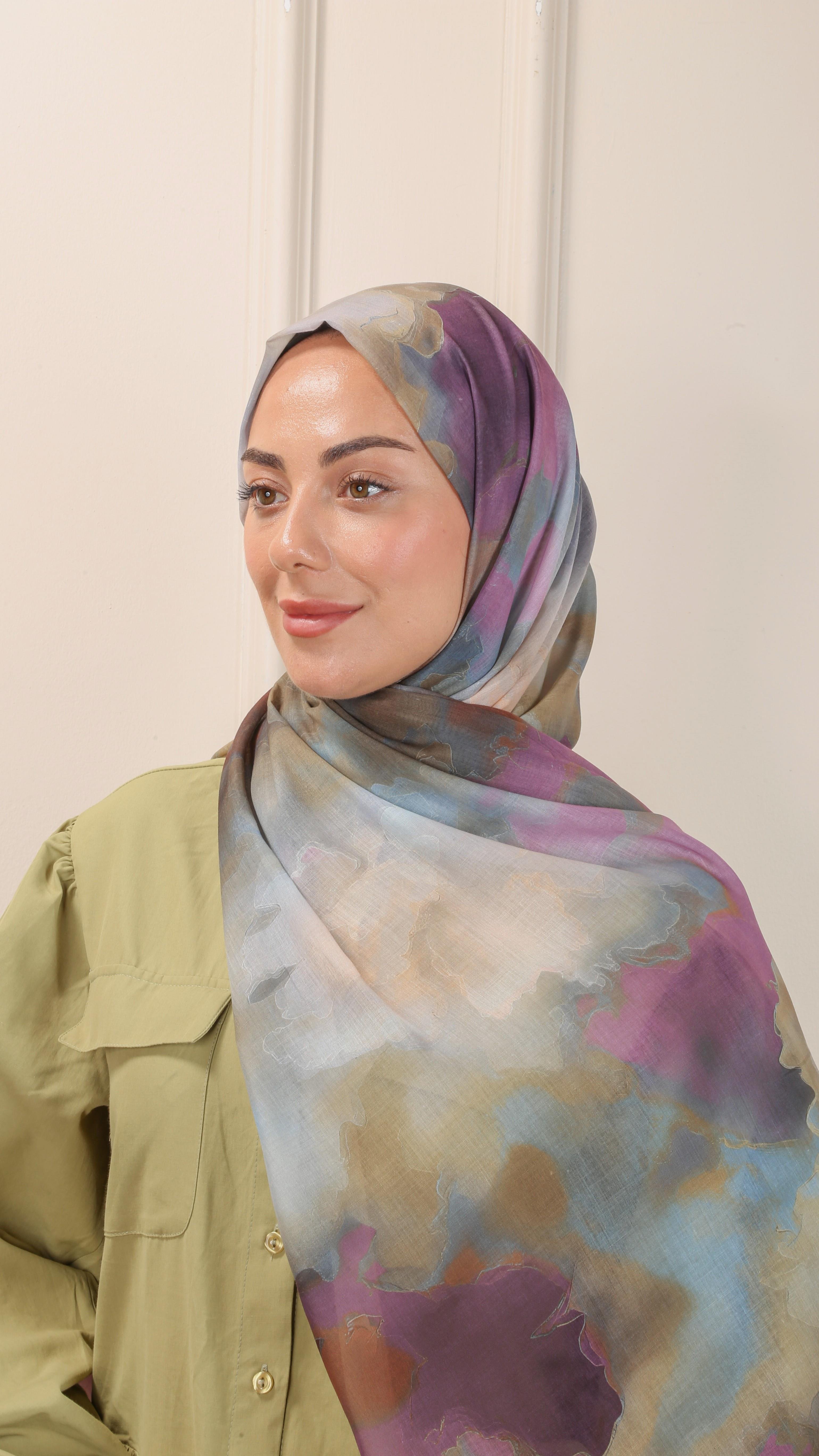 Desenli Pamuk Vual Şal Tereyağ Sarısı-2