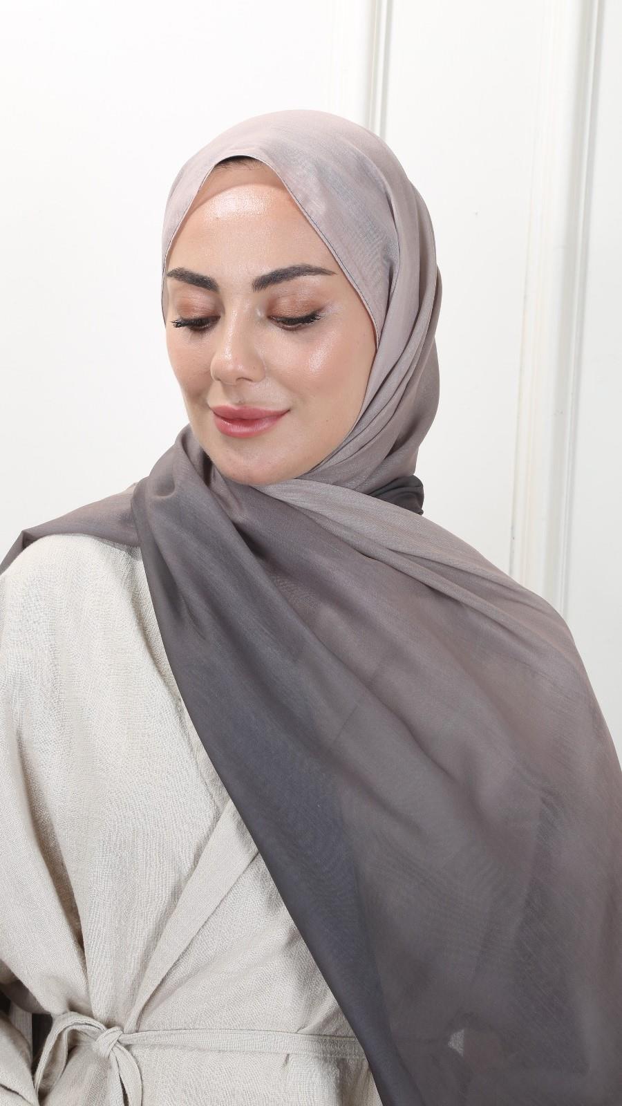 Desenli Pamuk Vual Şal Vizon-1