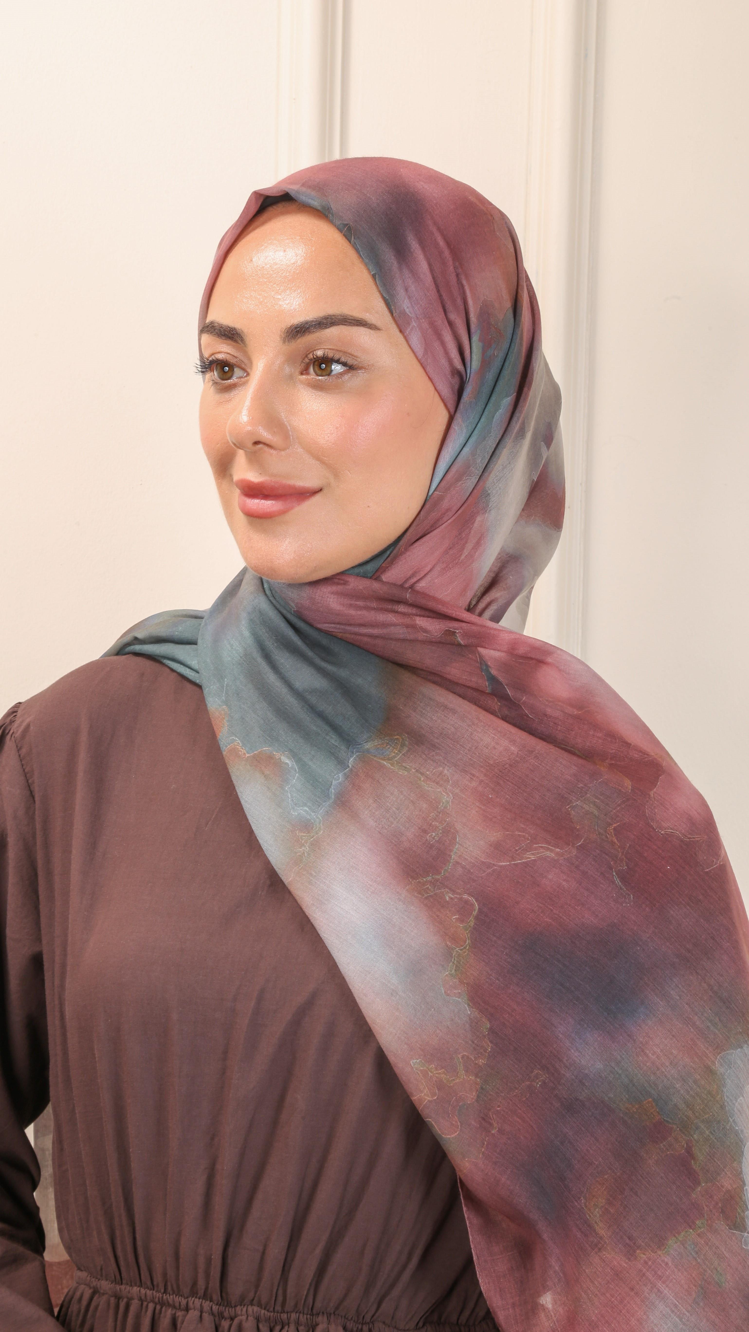 Desenli Pamuk Vual Şal Vişne-5