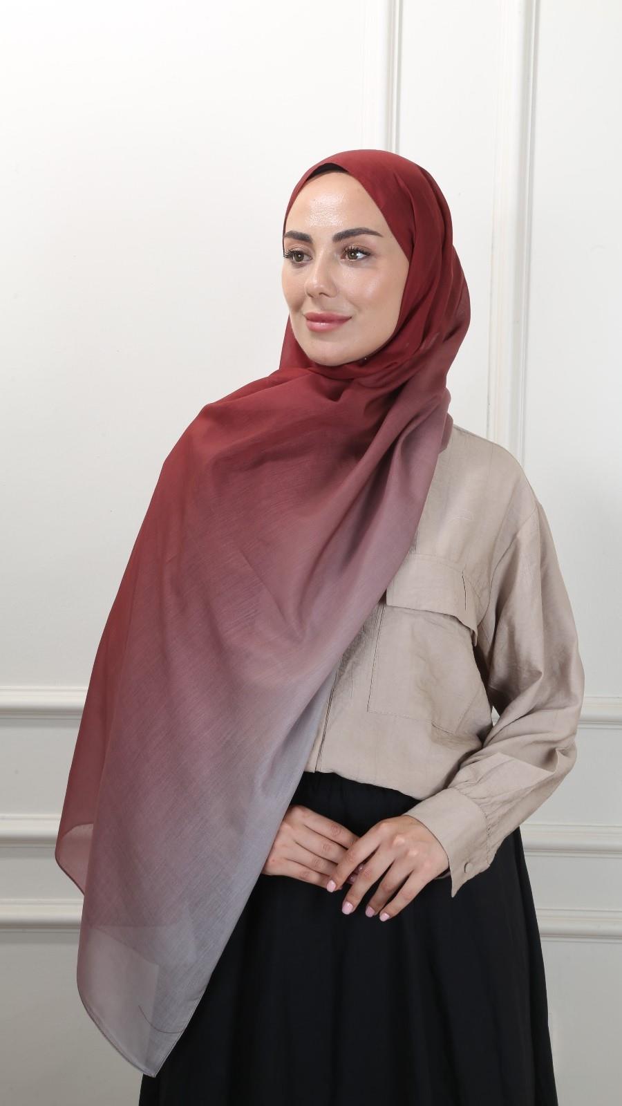 Desenli Pamuk Vual Şal Vişne-6