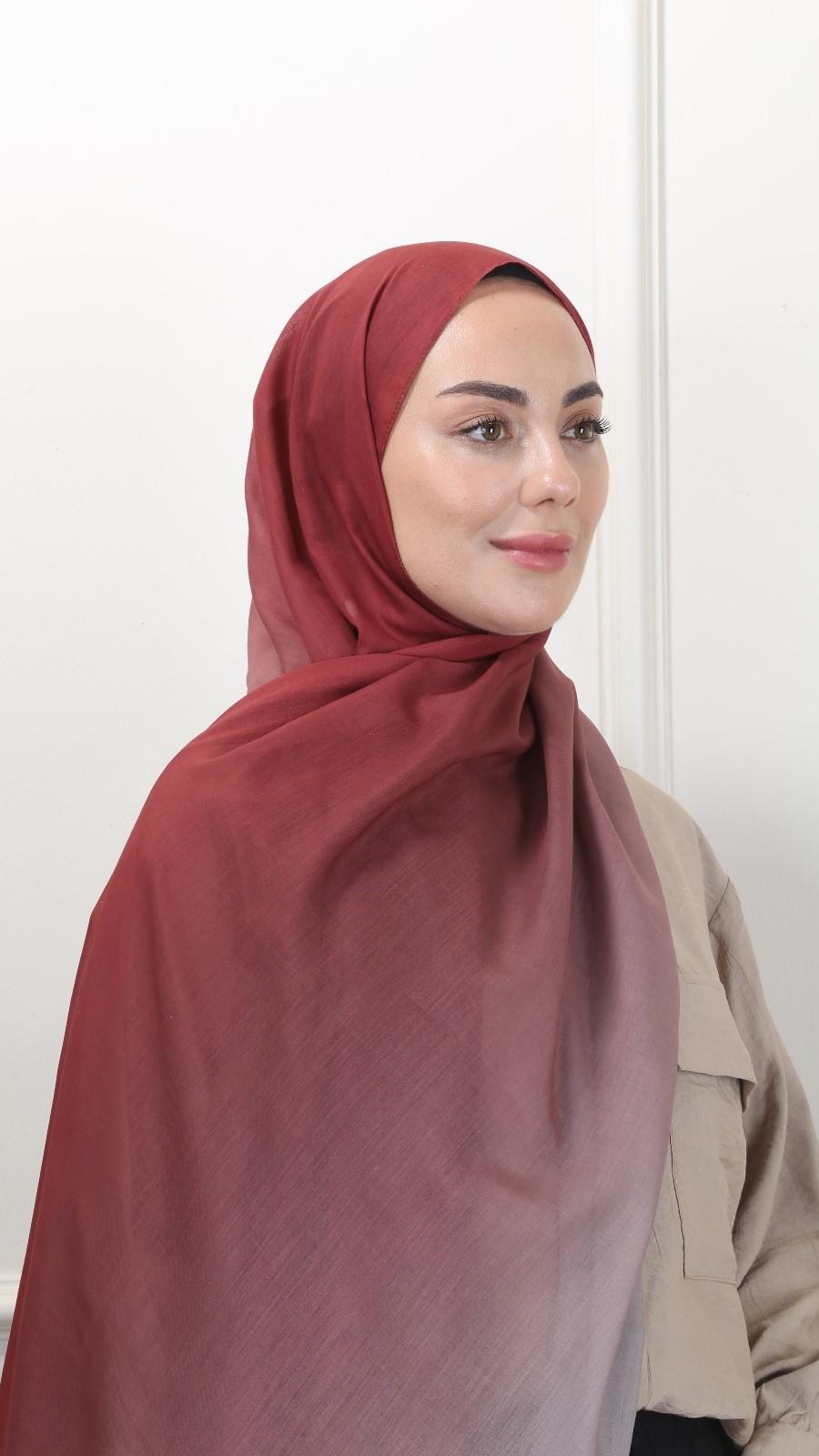 Desenli Pamuk Vual Şal Vişne-6