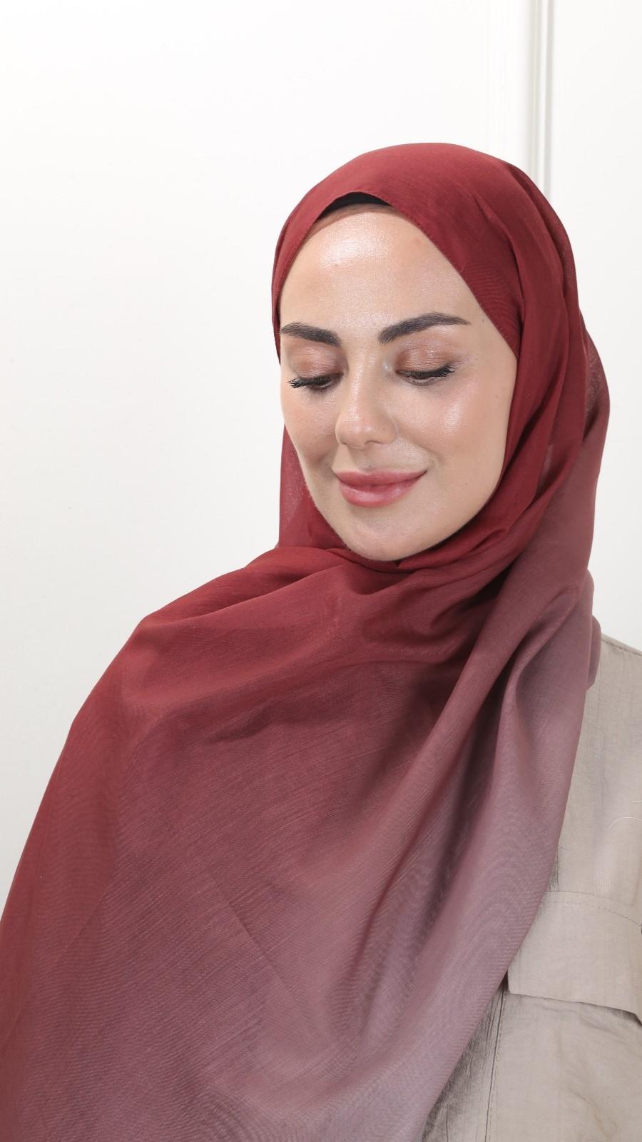 Desenli Pamuk Vual Şal Vişne-6