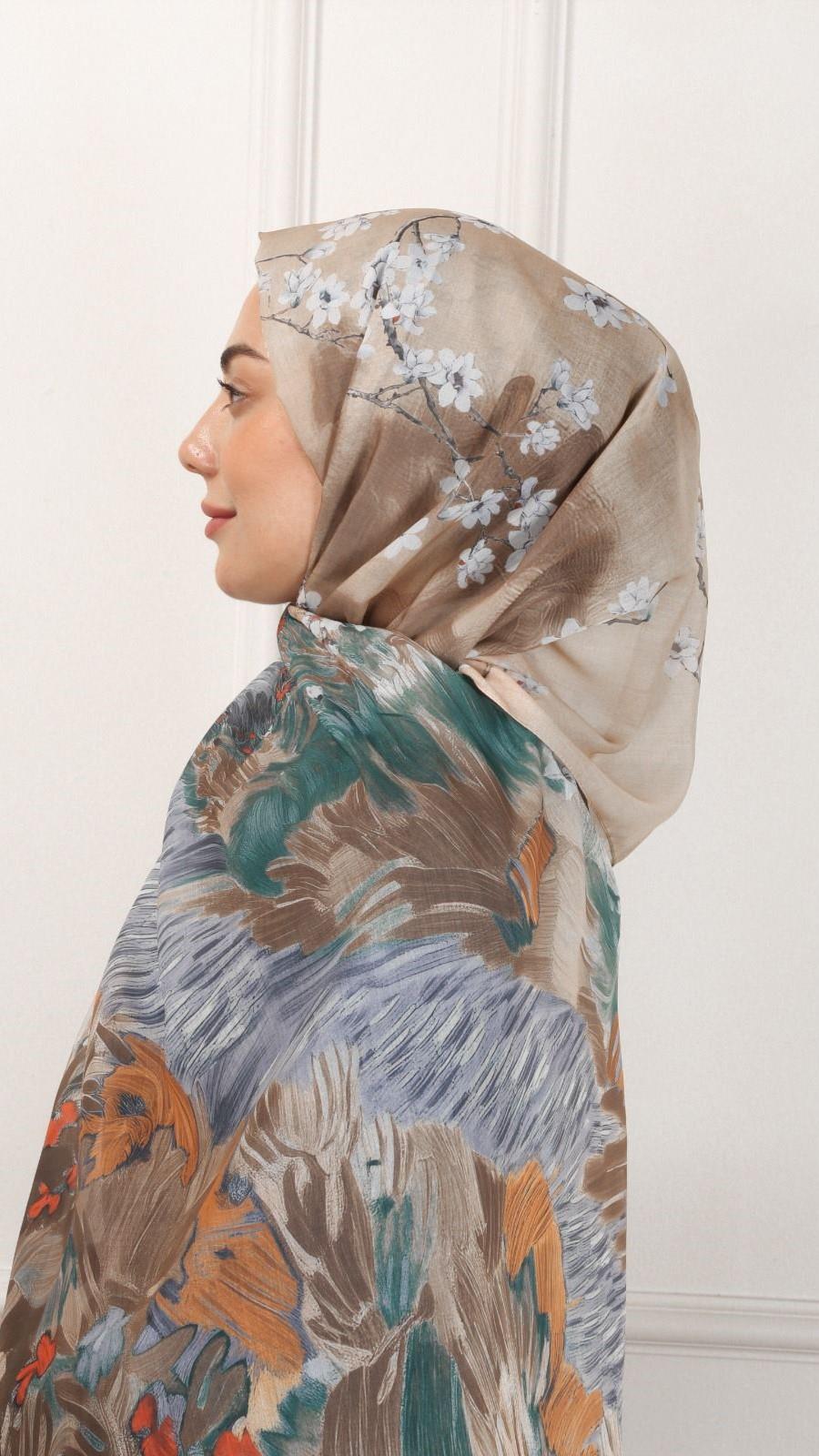 Desenli Pamuk Vual Şal Yağ Yeşili-2