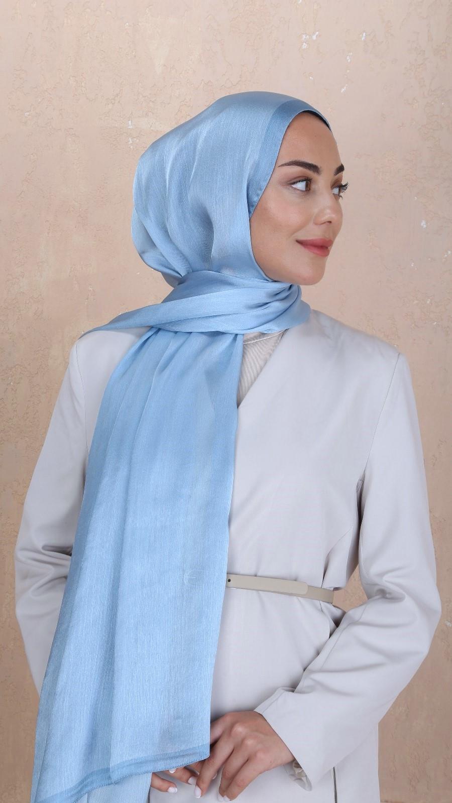 Locella İdol İpek Şal Gök Mavi-10