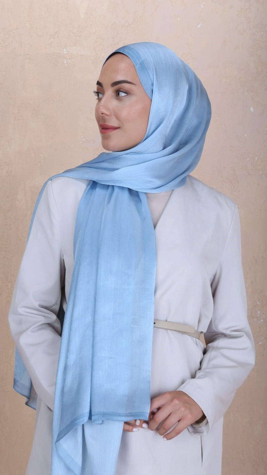Locella İdol İpek Şal Gök Mavi-10