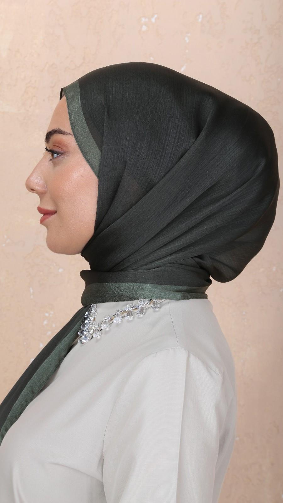 Locella İdol İpek Şal Haki Yeşili-5