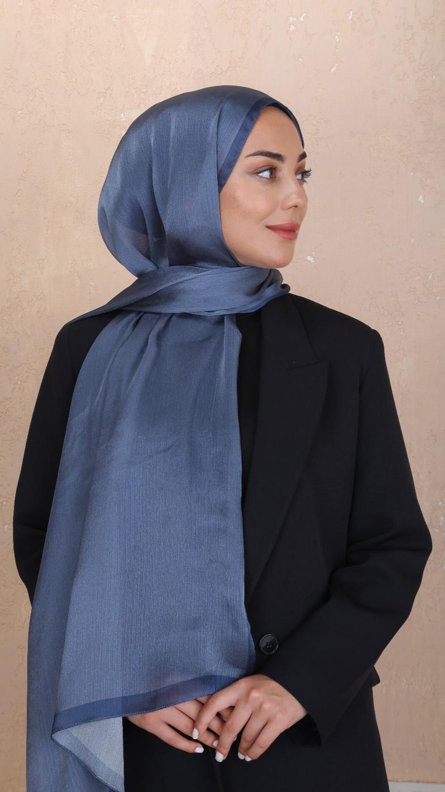 Locella İdol İpek Şal İndigo-34