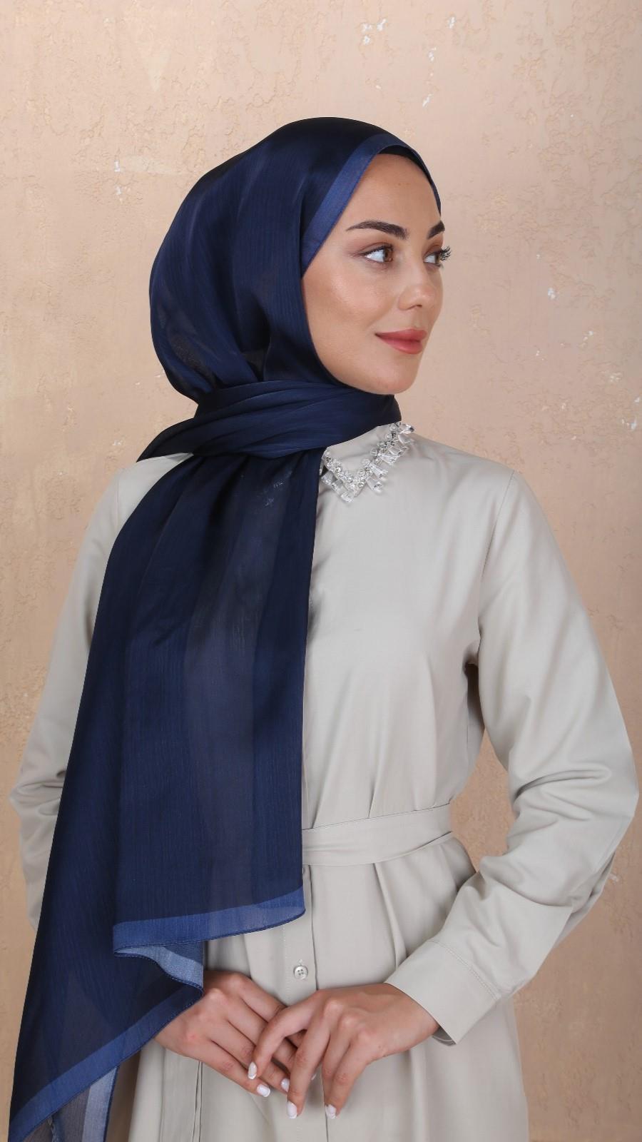 Locella İdol İpek Şal Lacivert-13