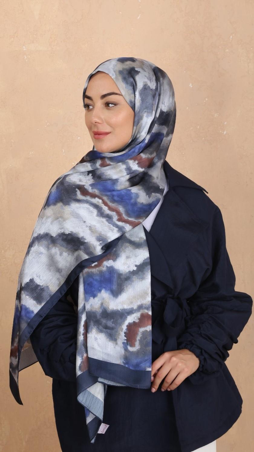 Locella İdol İpek Şal Lacivert-2