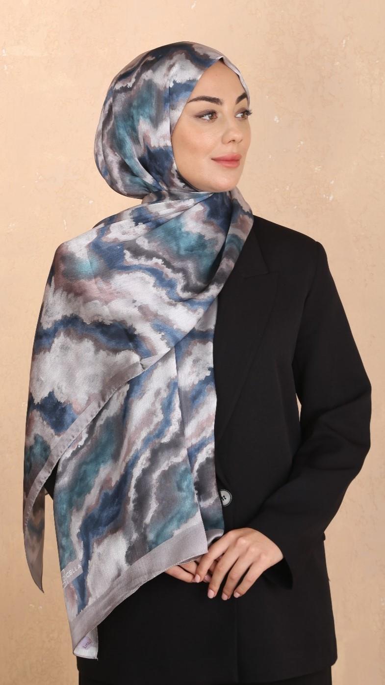 Locella İdol İpek Şal Petrol Duman-5