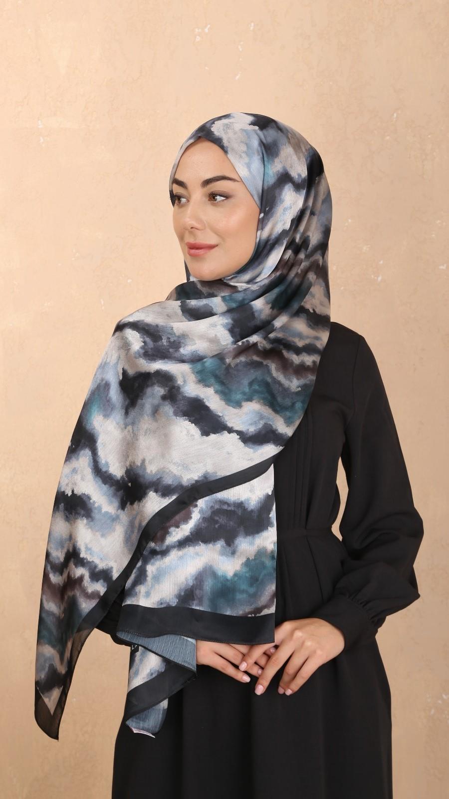 Locella İdol İpek Şal Petrol Siyah-6