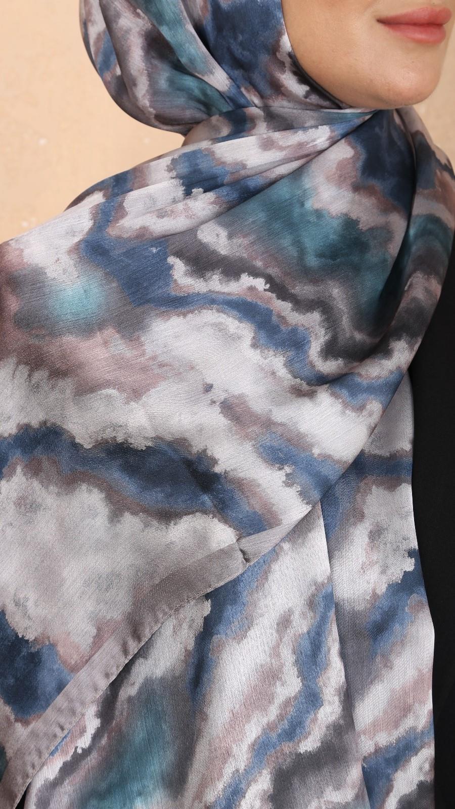 Locella İdol İpek Şal Petrol Duman-5