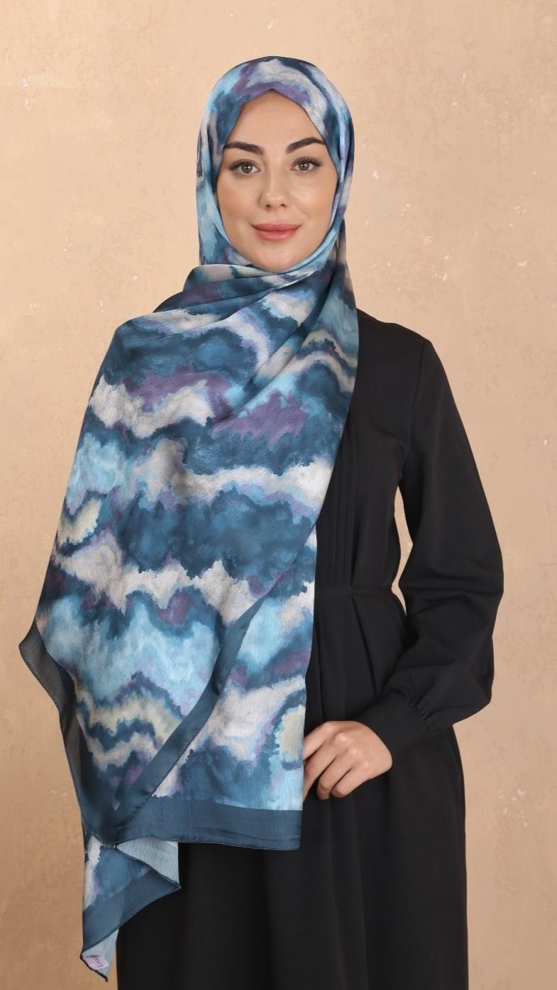 Locella İdol İpek Şal Petrol Mavi-3