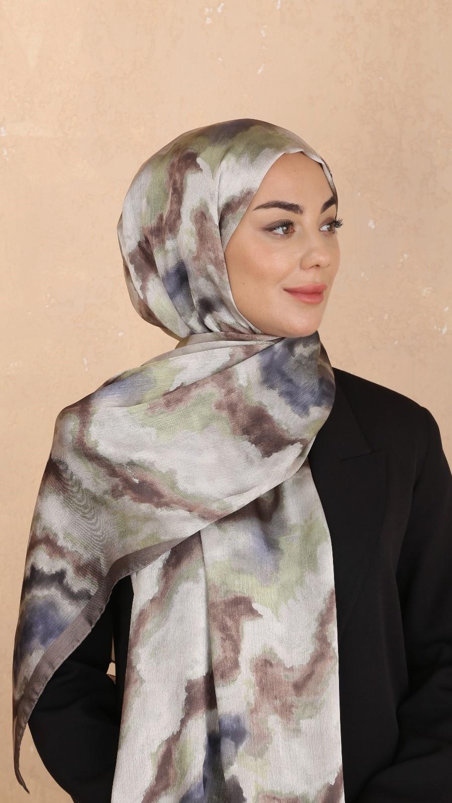 Locella İdol İpek Şal Petrol Tozlu Kahve-7