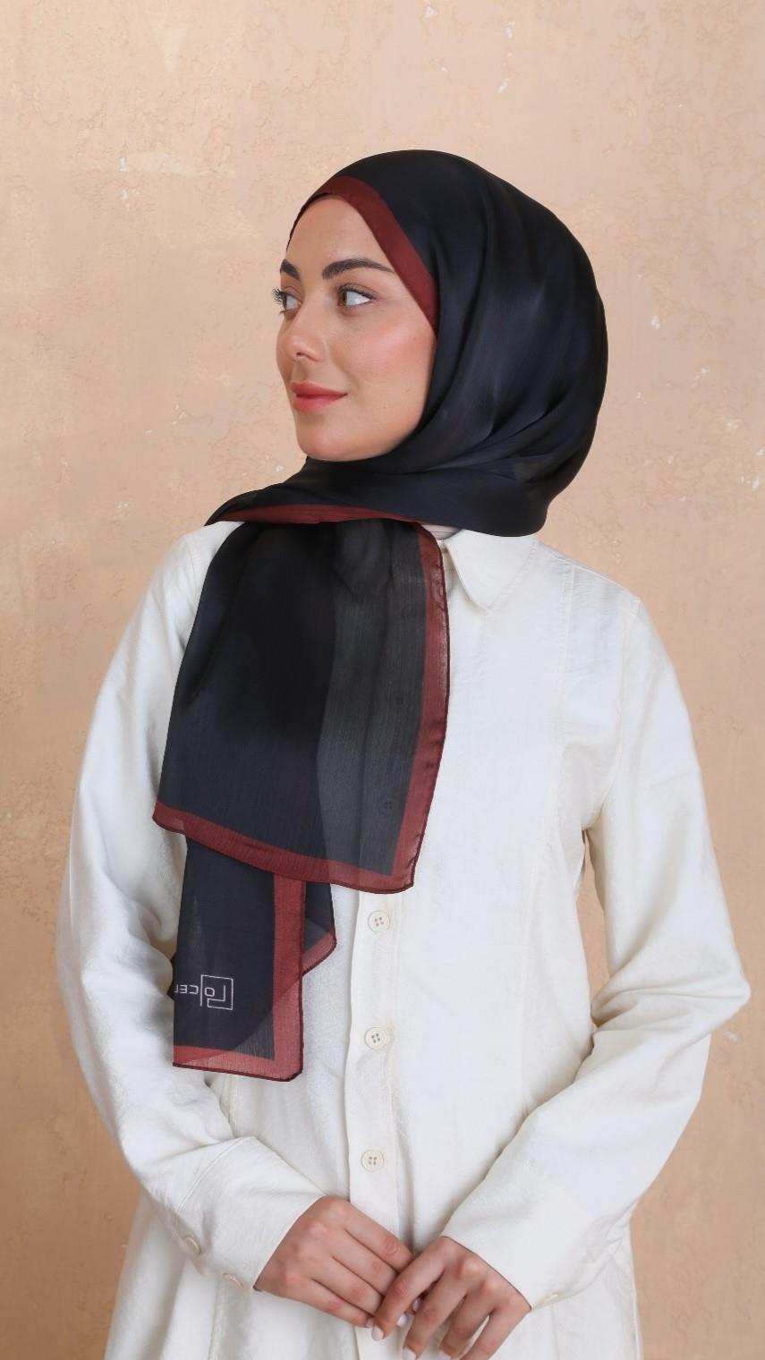 Locella İdol İpek Şal Siyah-Bordo-18