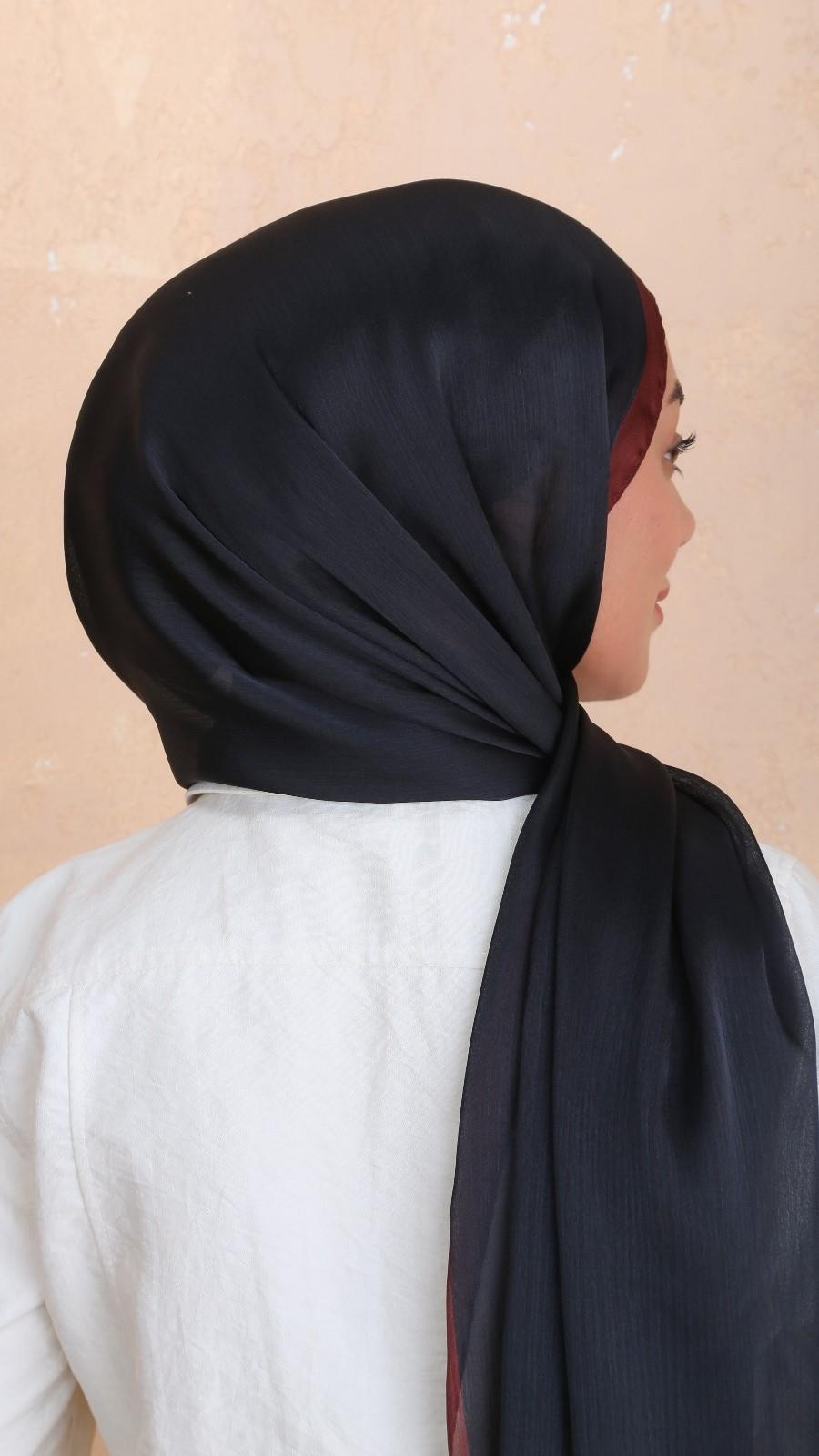 Locella İdol İpek Şal Siyah-Bordo-18