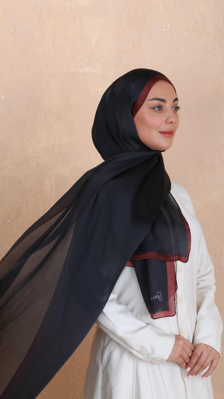 Locella İdol İpek Şal Siyah-Bordo-18