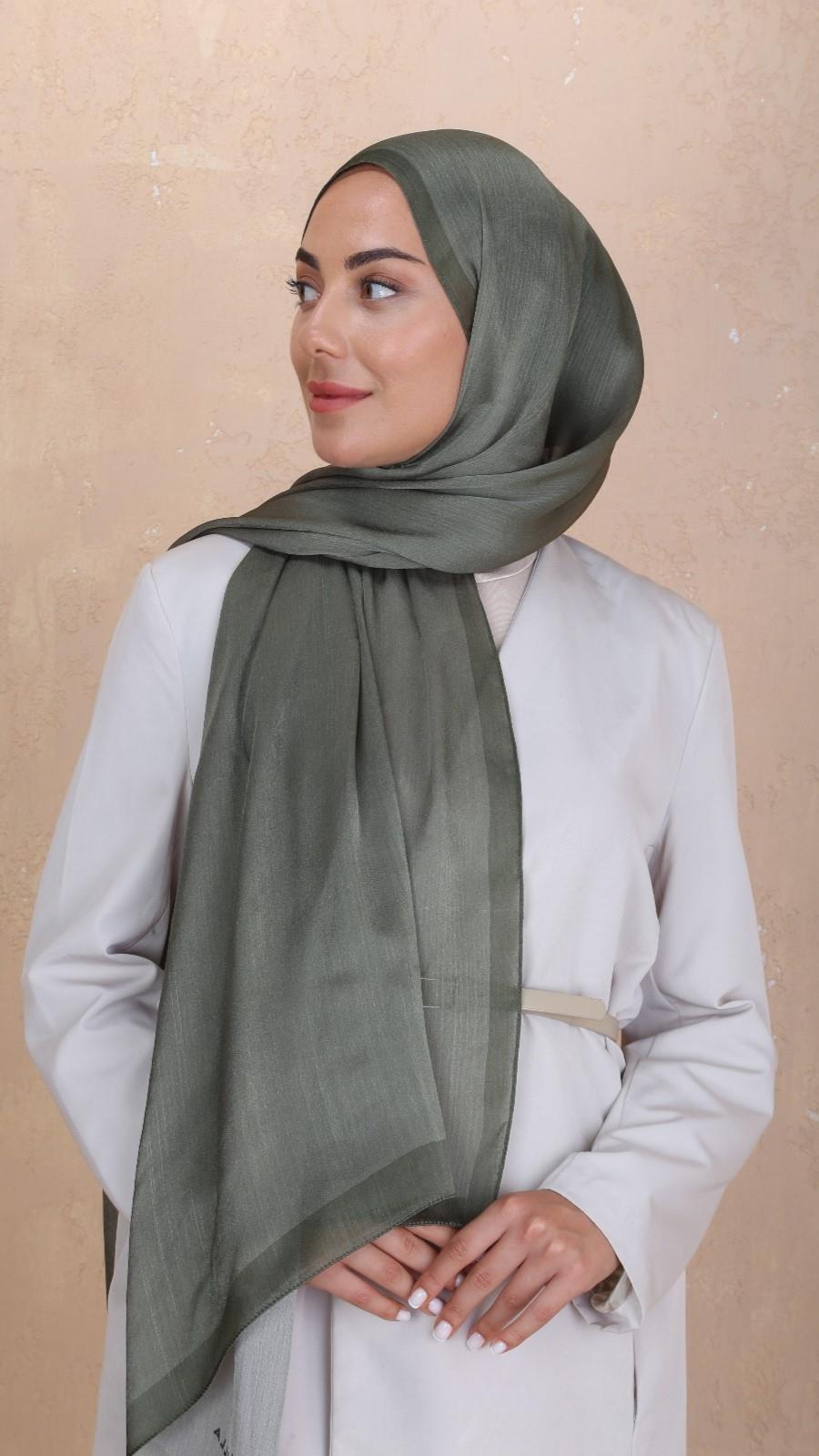 Locella İdol İpek Şal Zeytin Yeşili-6
