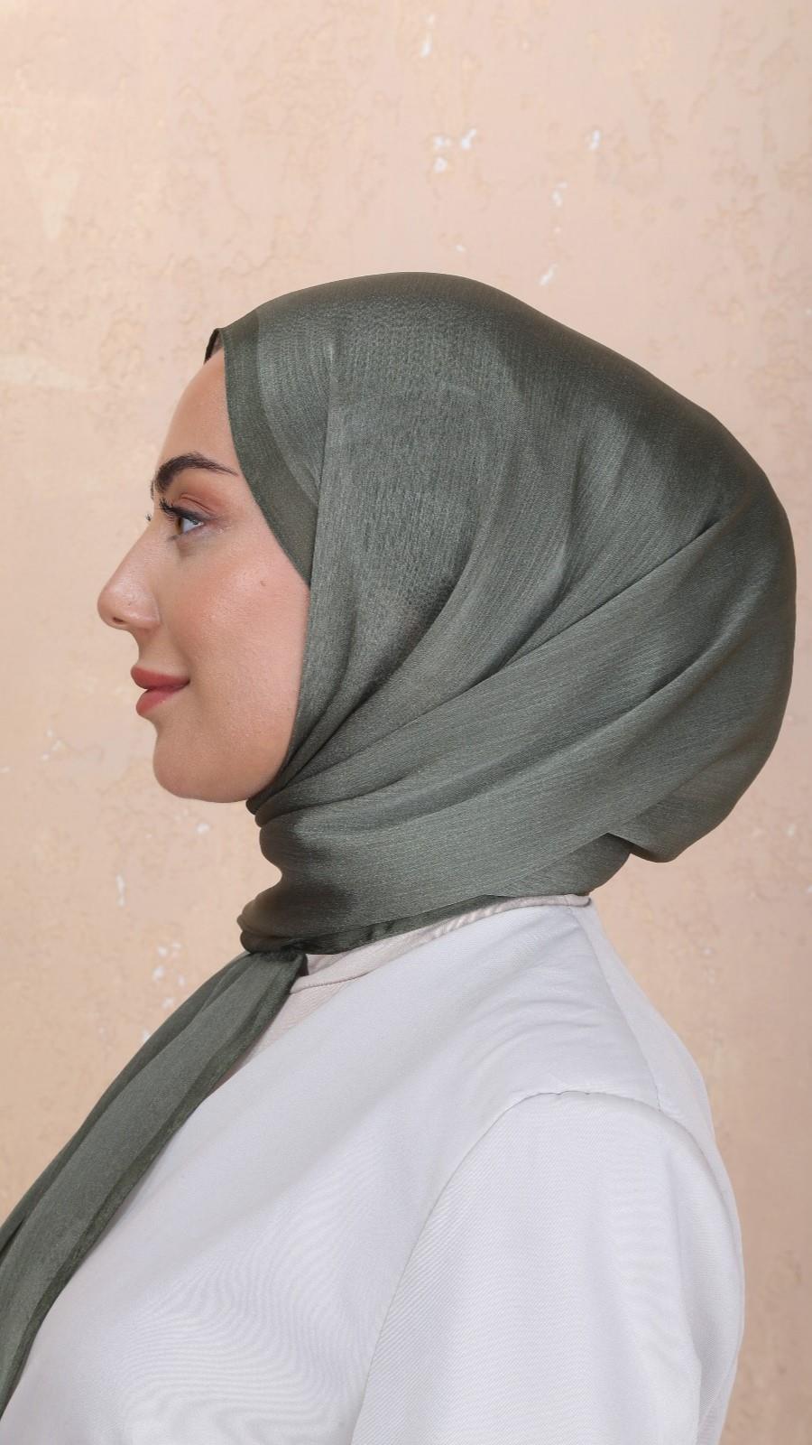 Locella İdol İpek Şal Zeytin Yeşili-6