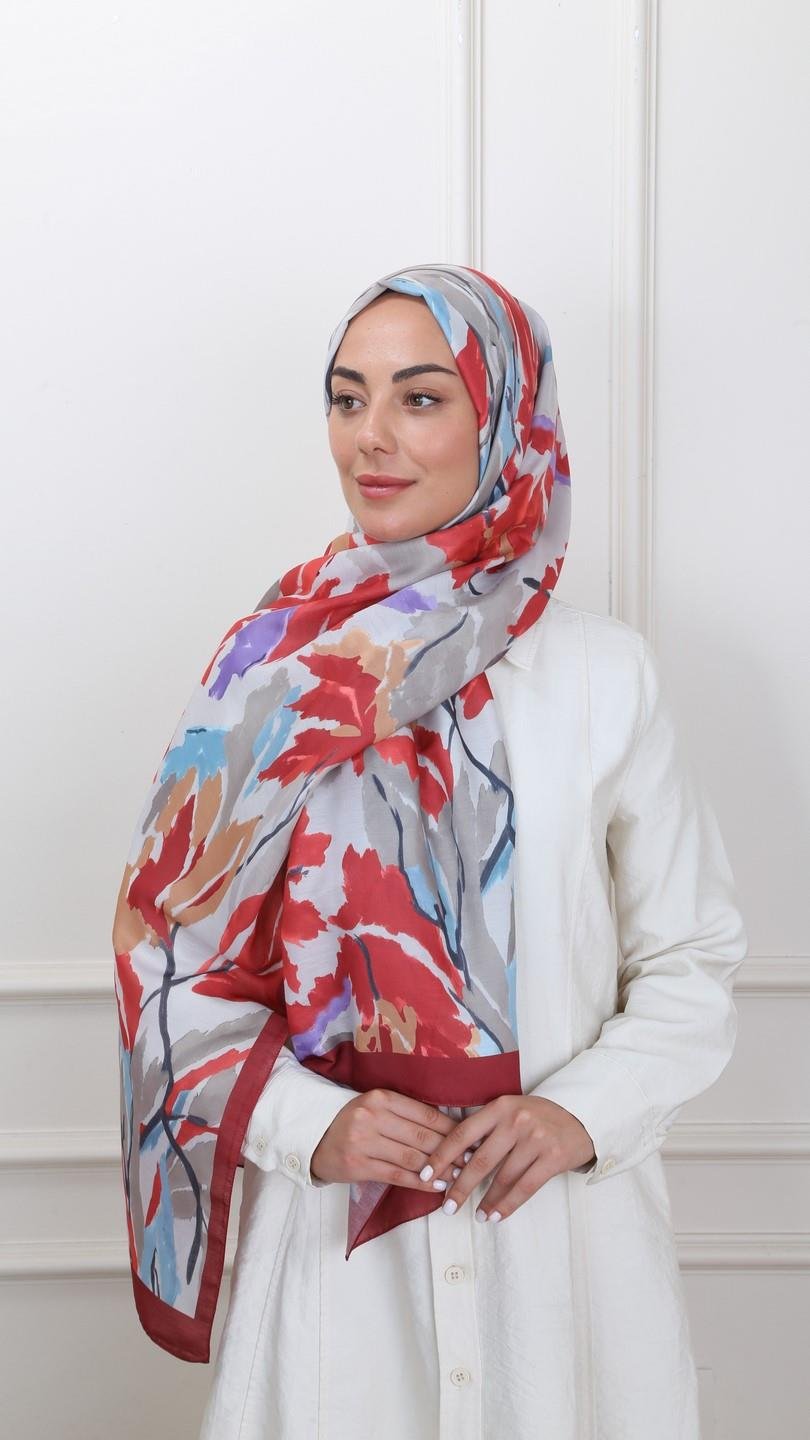 Locella Koza Pamuk Şal Bordo-8