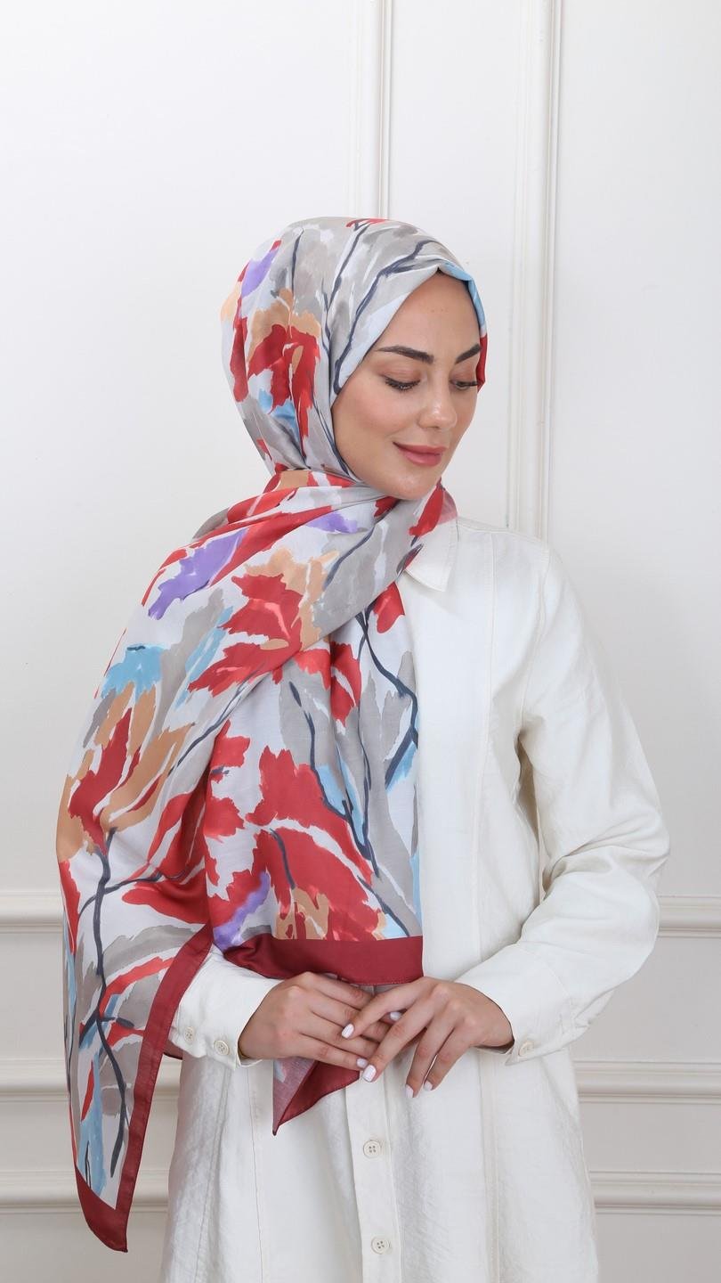 Locella Koza Pamuk Şal Bordo-8