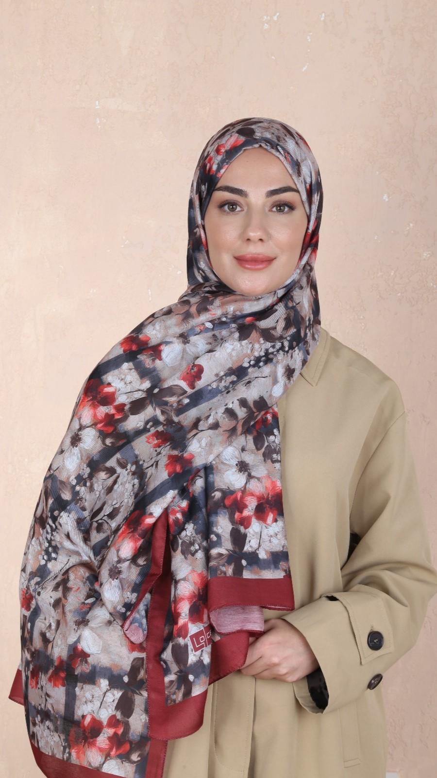 Locella Koza Pamuk Şal-Bordo-8