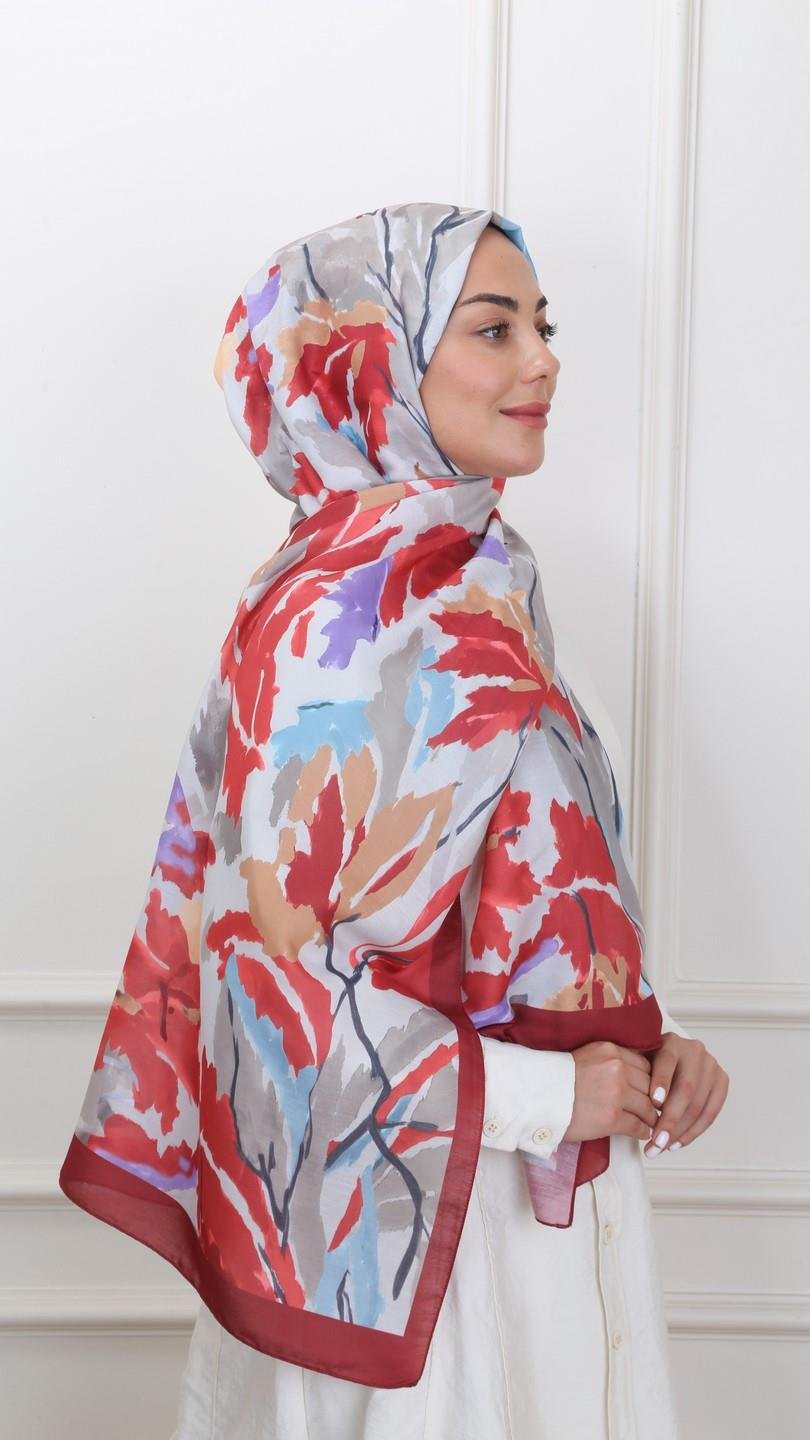 Locella Koza Pamuk Şal Bordo-8