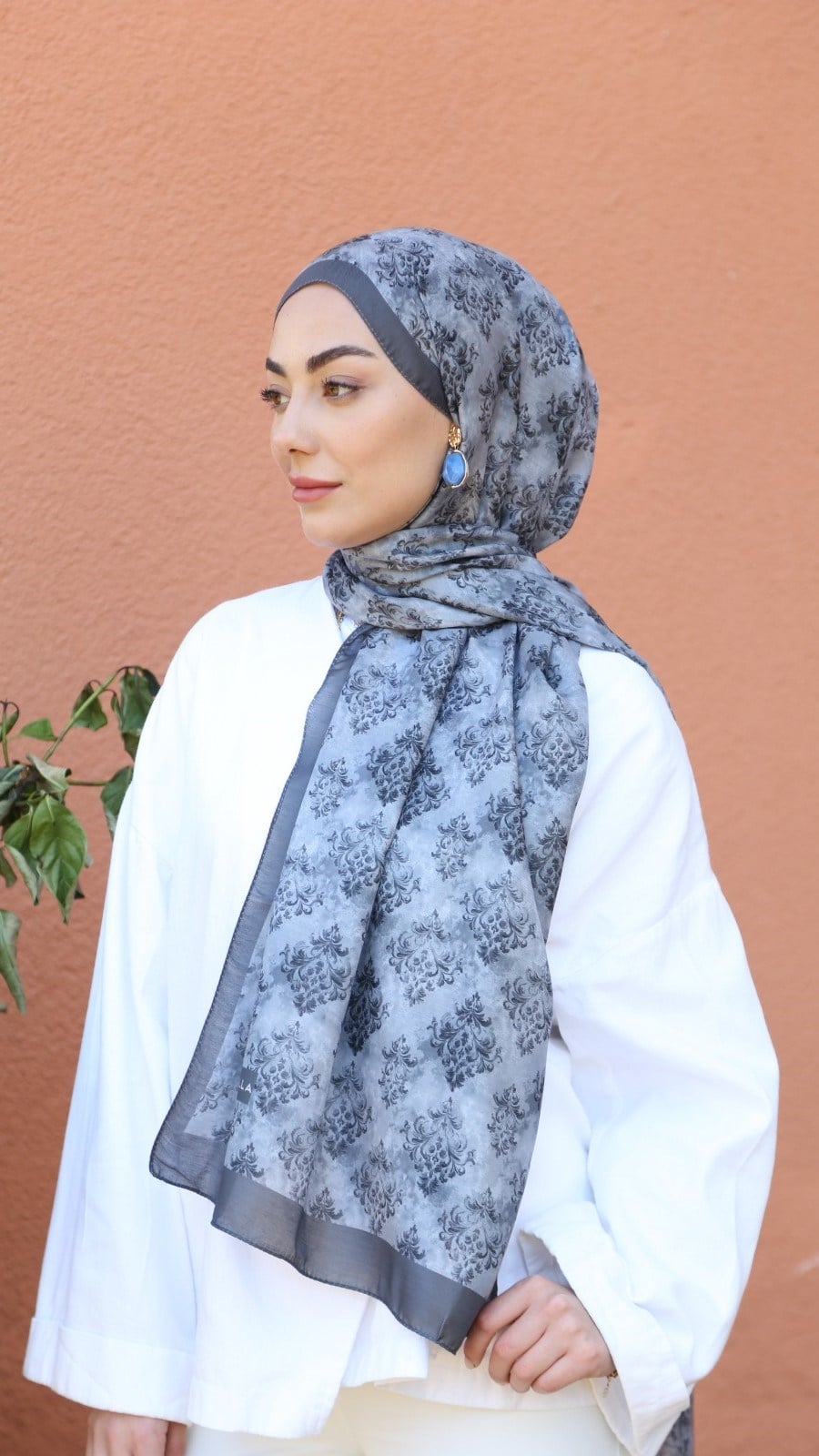 Locella Koza Pamuk Şal Gri
